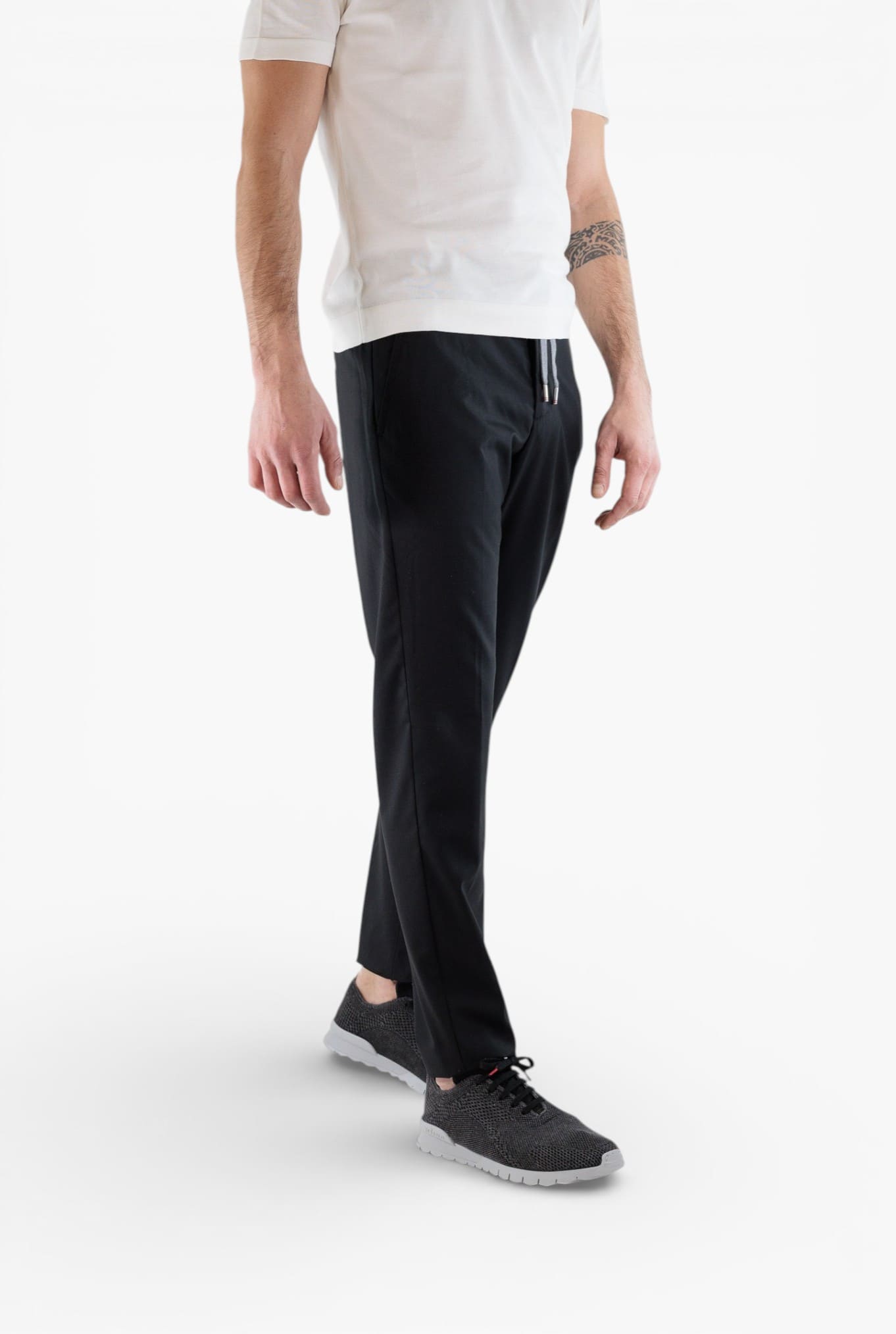 PESCAROLO Pantaloni "Manu" Lana Seta Nero