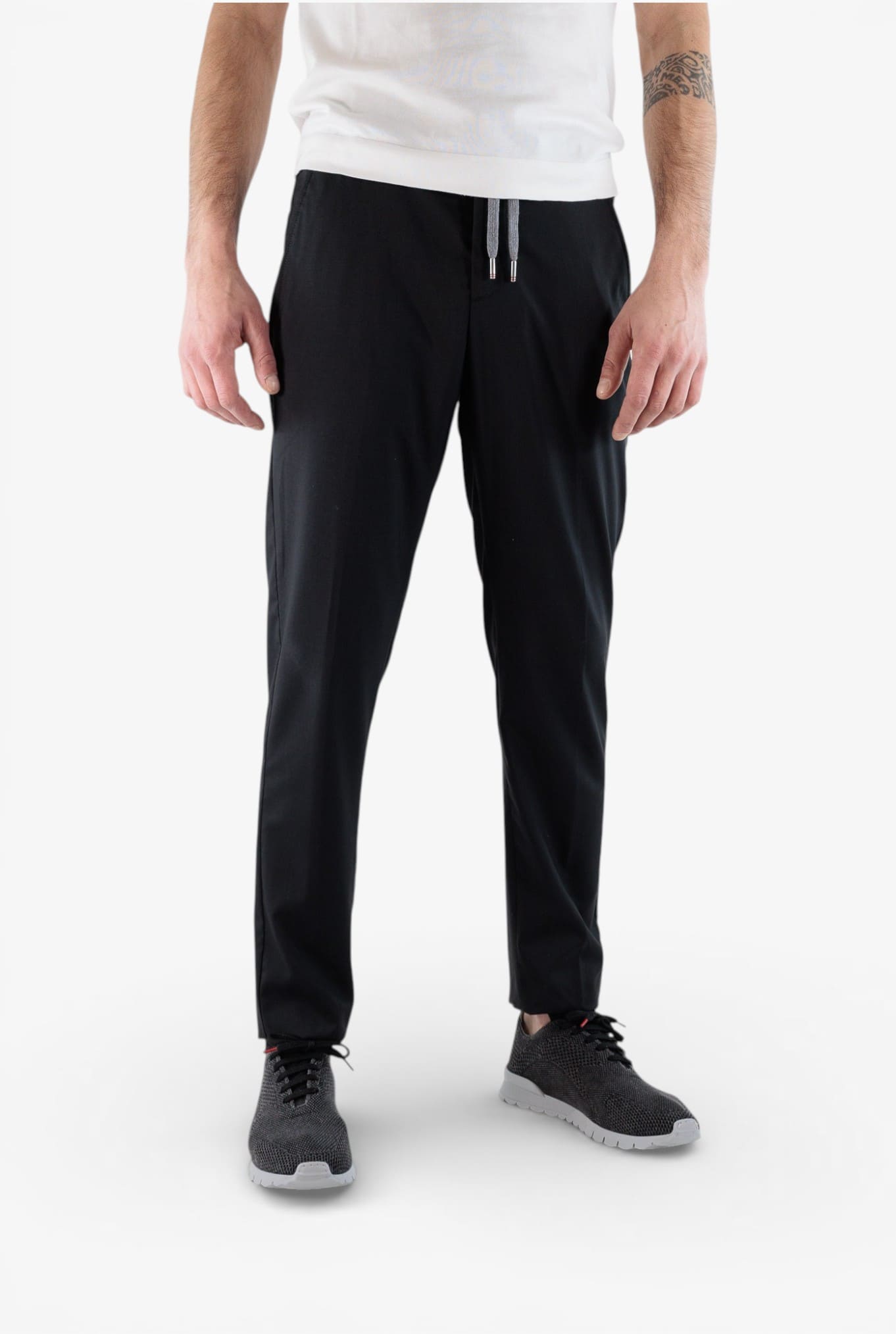 PESCAROLO Pantaloni "Manu" Lana Seta Nero