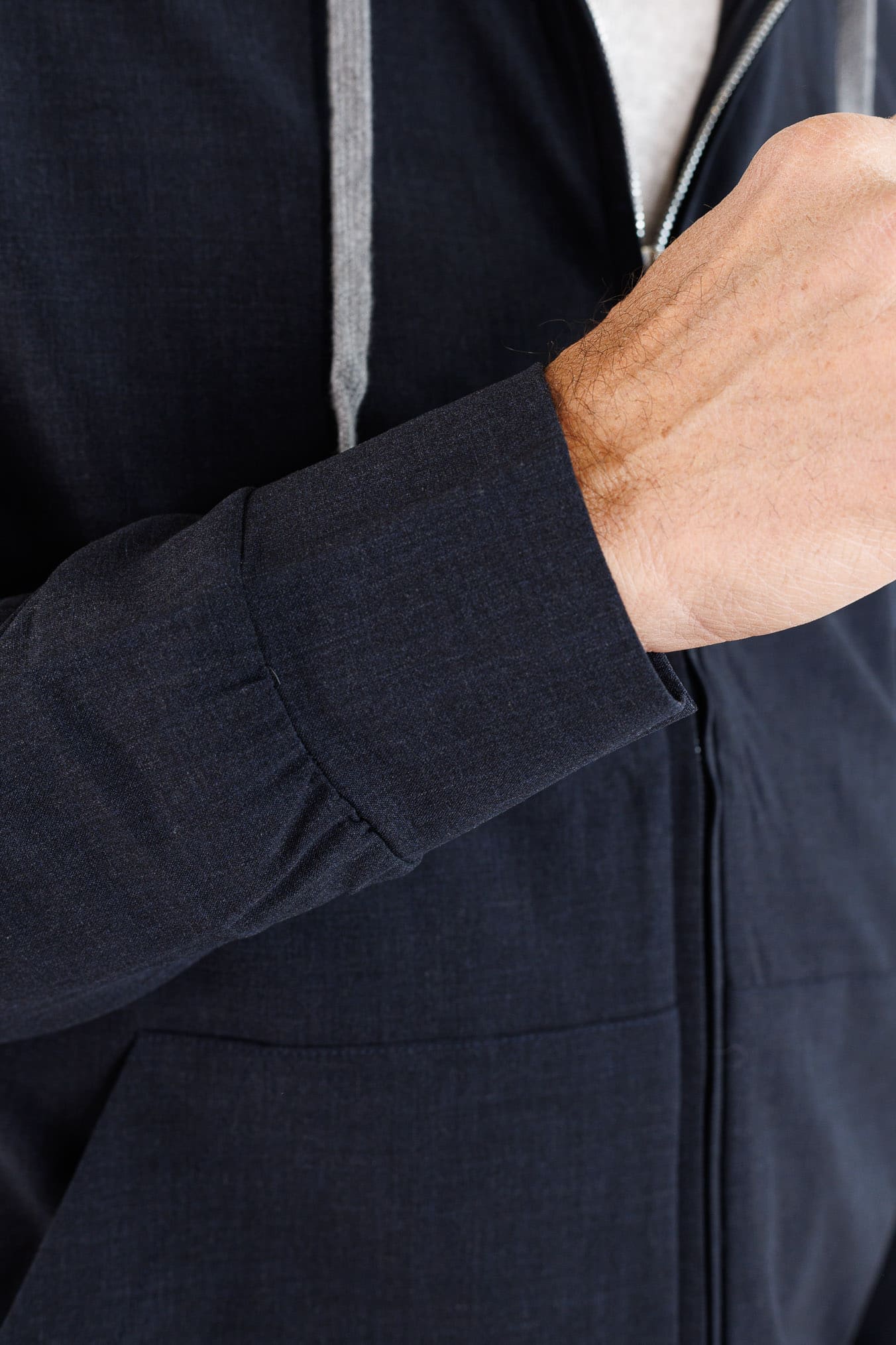 PESCAROLO Felpa Cappuccio Jersey Lana Crêpe Blu