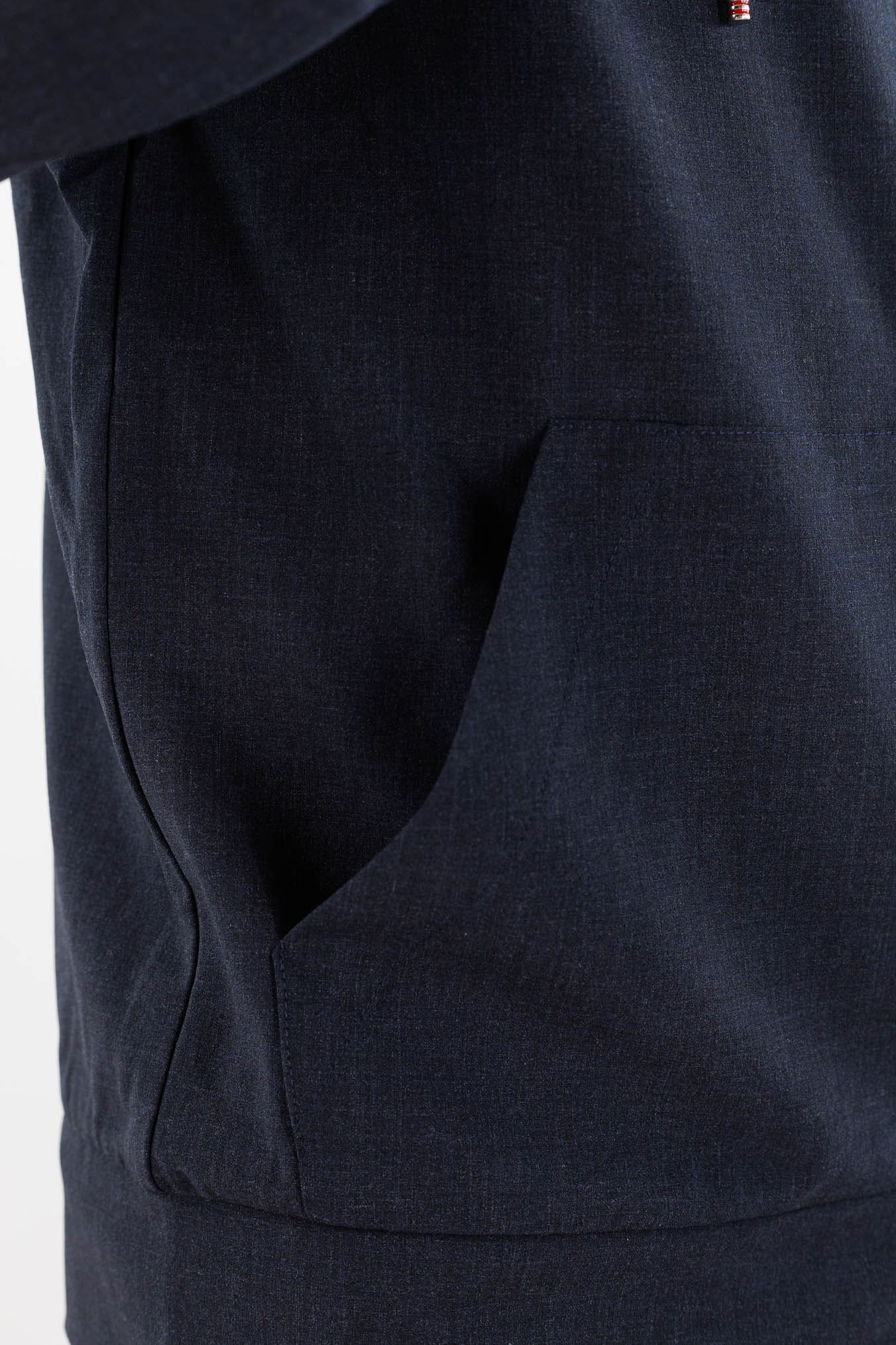 PESCAROLO Felpa Cappuccio Jersey Lana Crêpe Blu