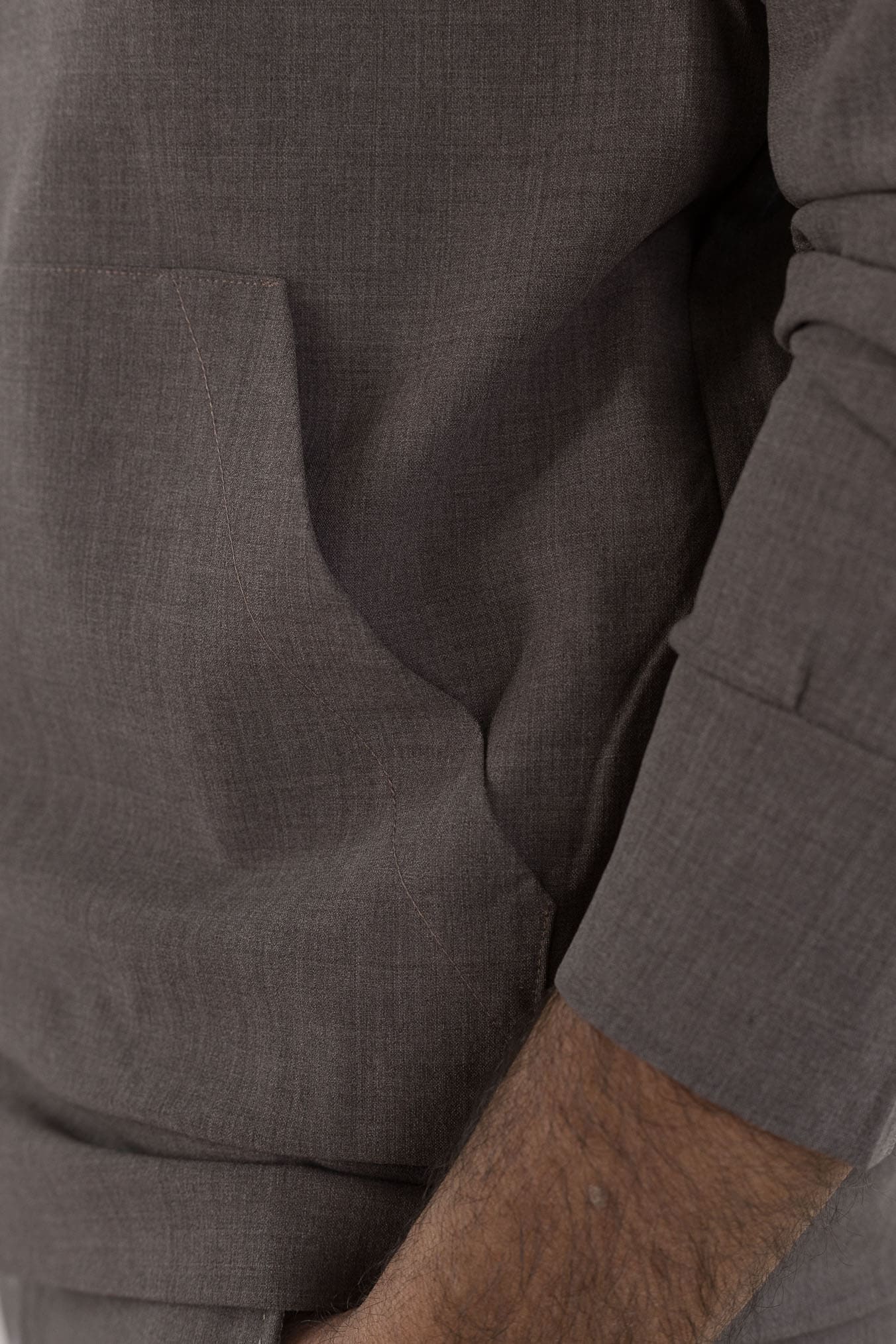 PESCAROLO Felpa Cappuccio Jersey Lana Crêpe Tortora