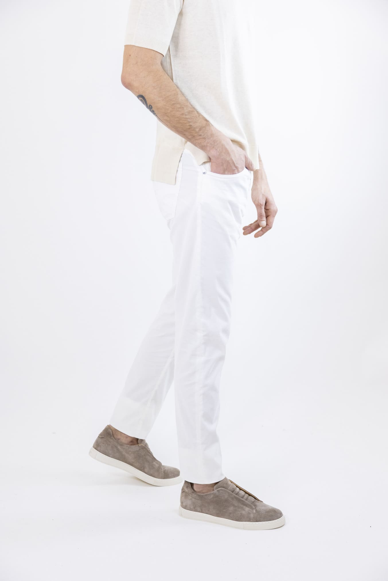 PESCAROLO Pantaloni Velluto Millerighe Superlight 5 Tasche Bianco