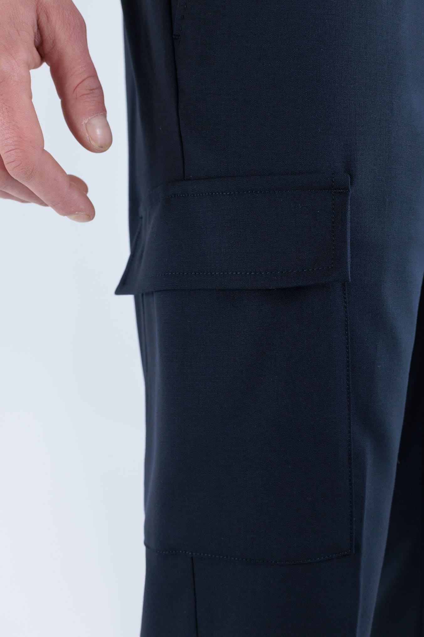 PESCAROLO Pantaloni "Tor" Cargo Coulisse Lana Blu