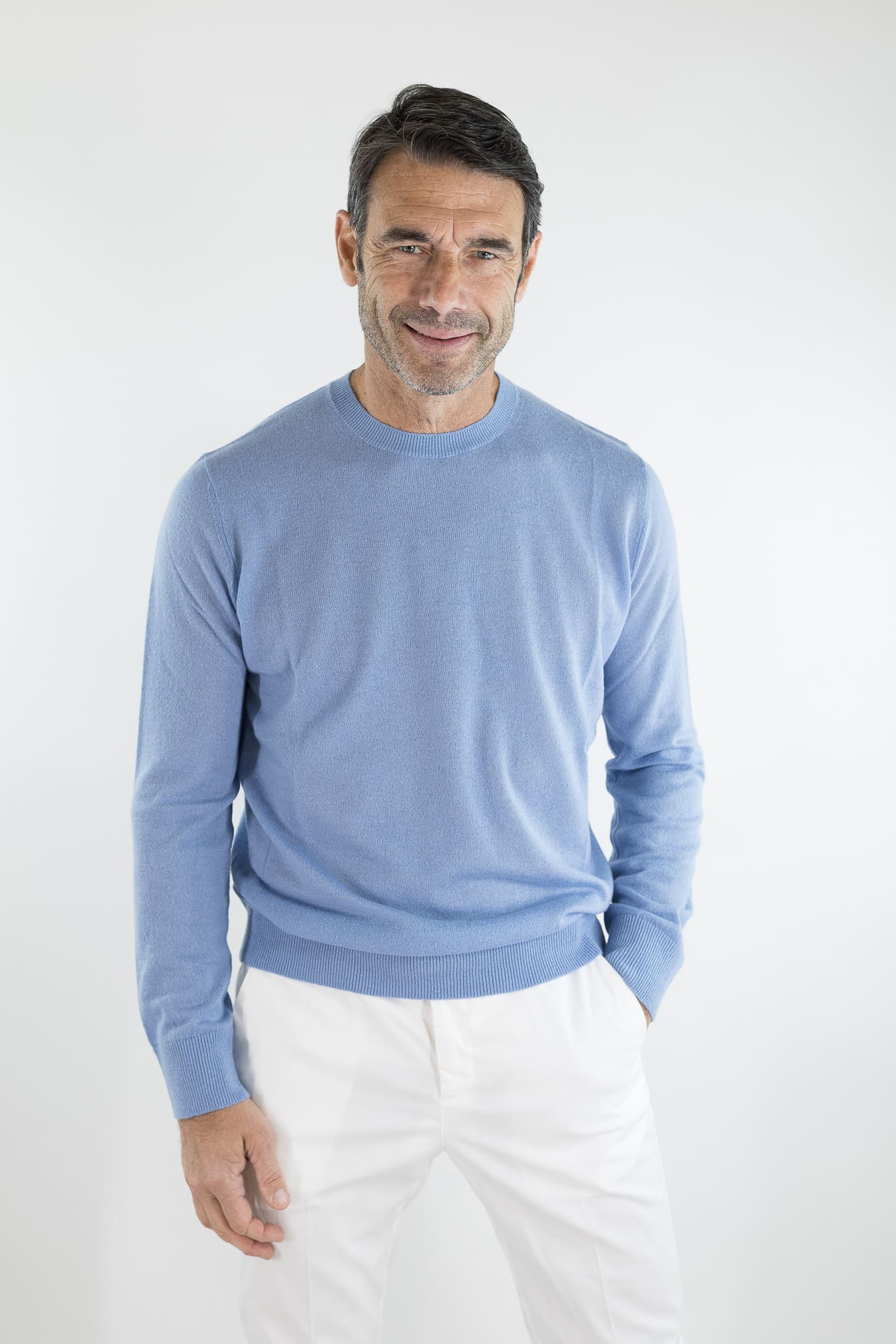PIACENZA CASHMERE Girocollo Superlight Seta Cashmere Azzurro