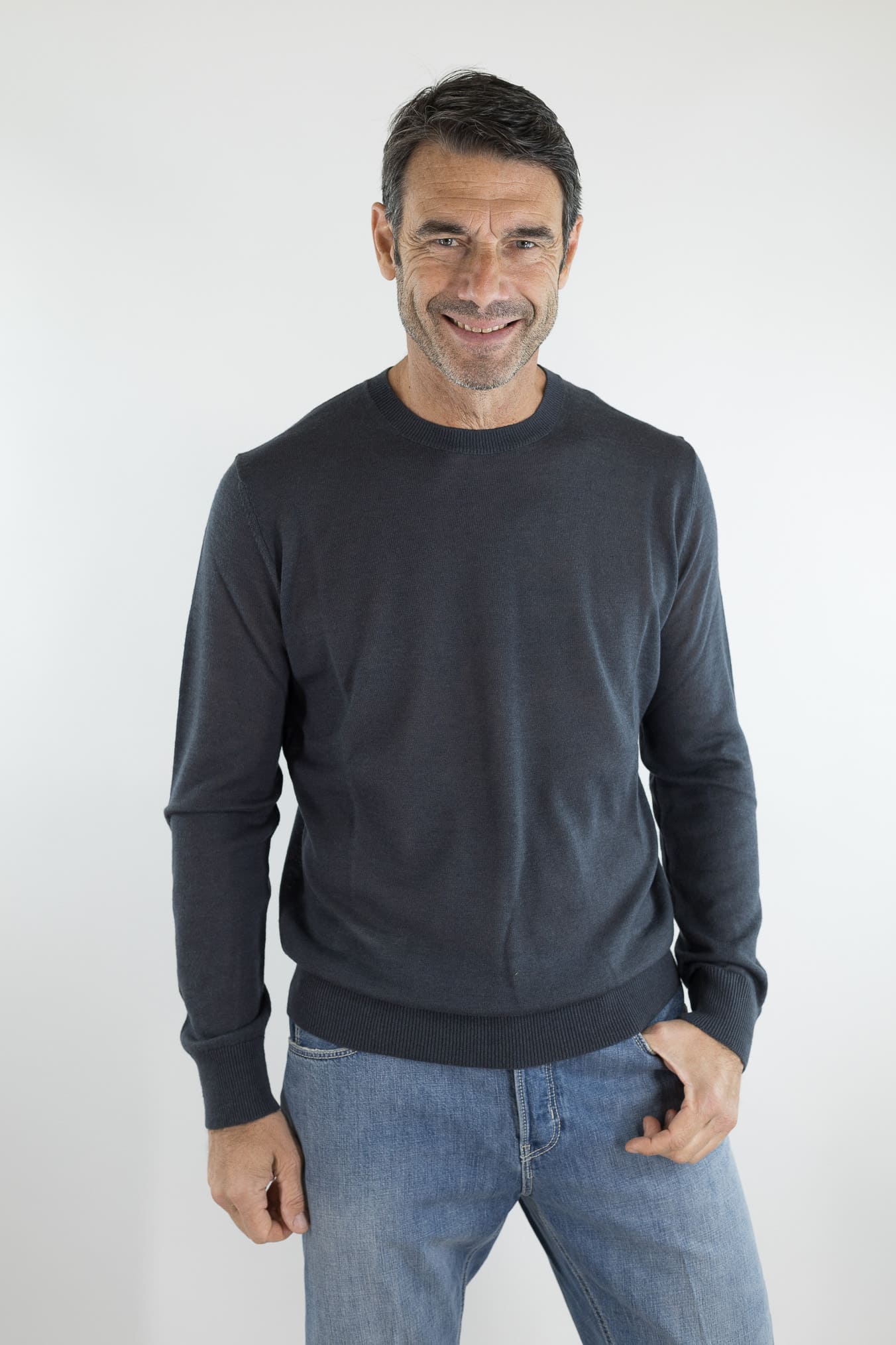 PIACENZA CASHMERE Girocollo Superlight Seta Cashmere Antracite