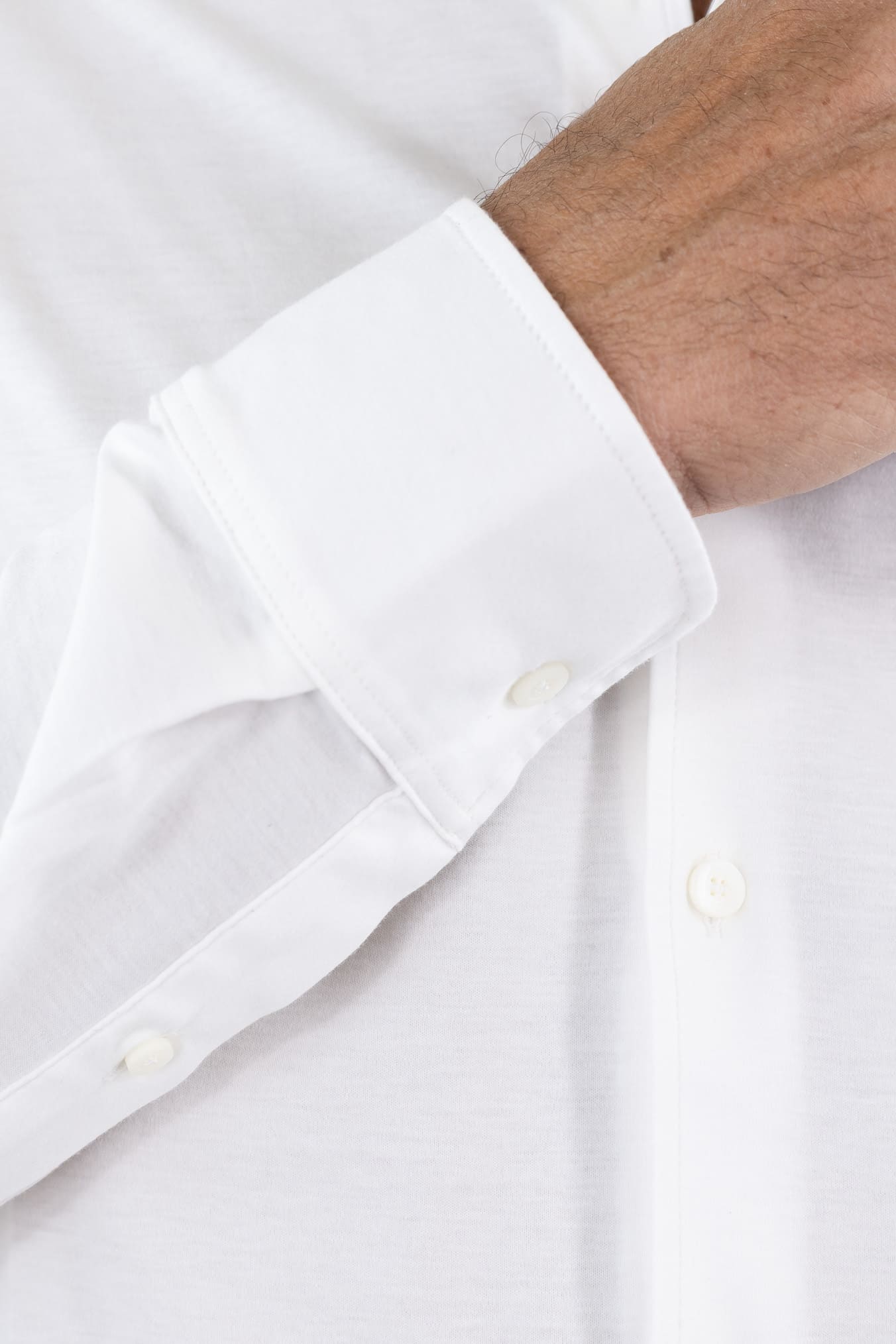 PIACENZA CASHMERE Camicia Jersey Cotone Interlock Bianco