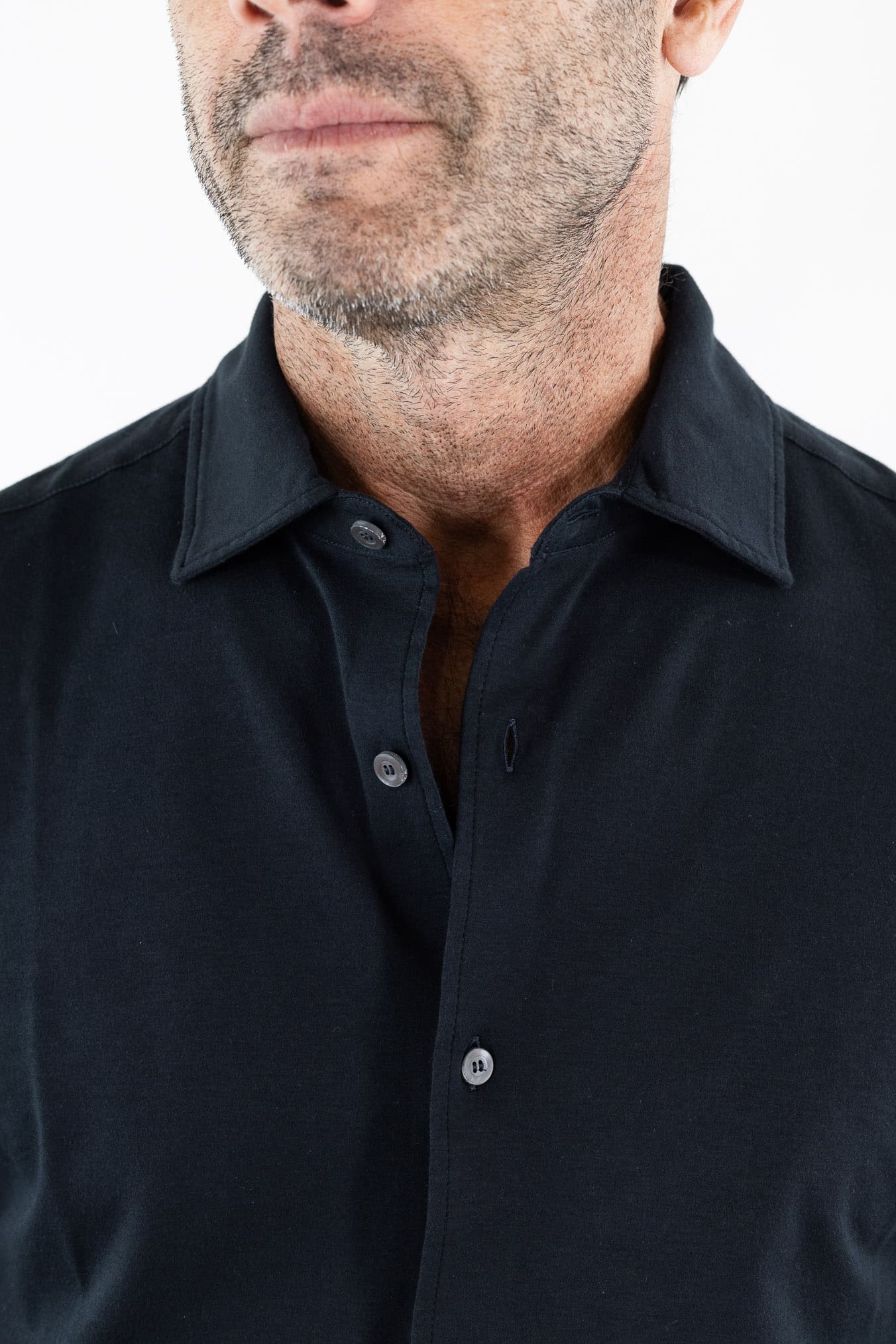 PIACENZA CASHMERE Camicia Jersey Cotone Interlock Nero