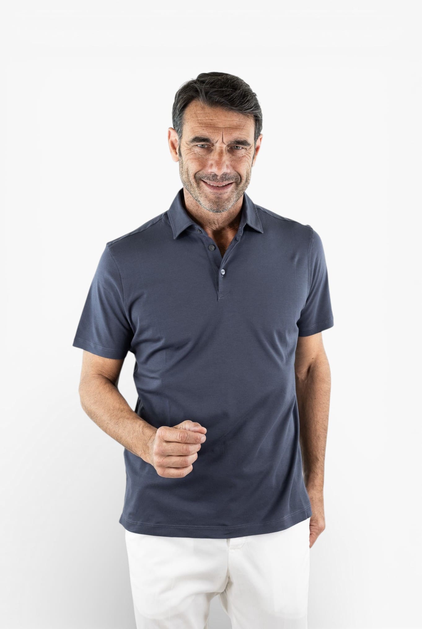 PIACENZA CASHMERE Polo MM Cotone Blu Graffite