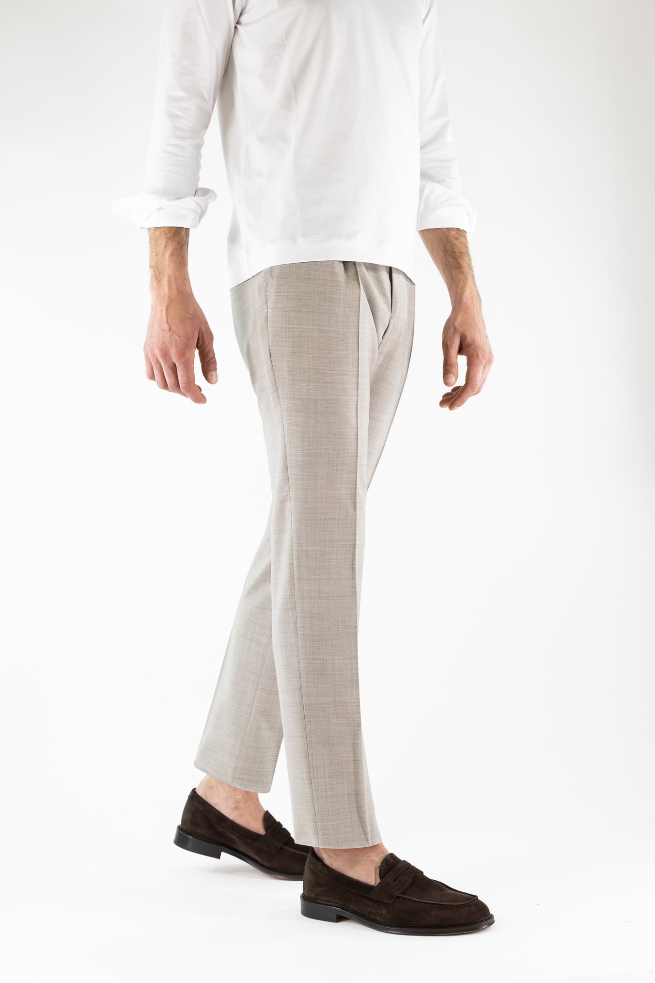PT Pantaloni Fresco Lana Pinces Beige Chiaro