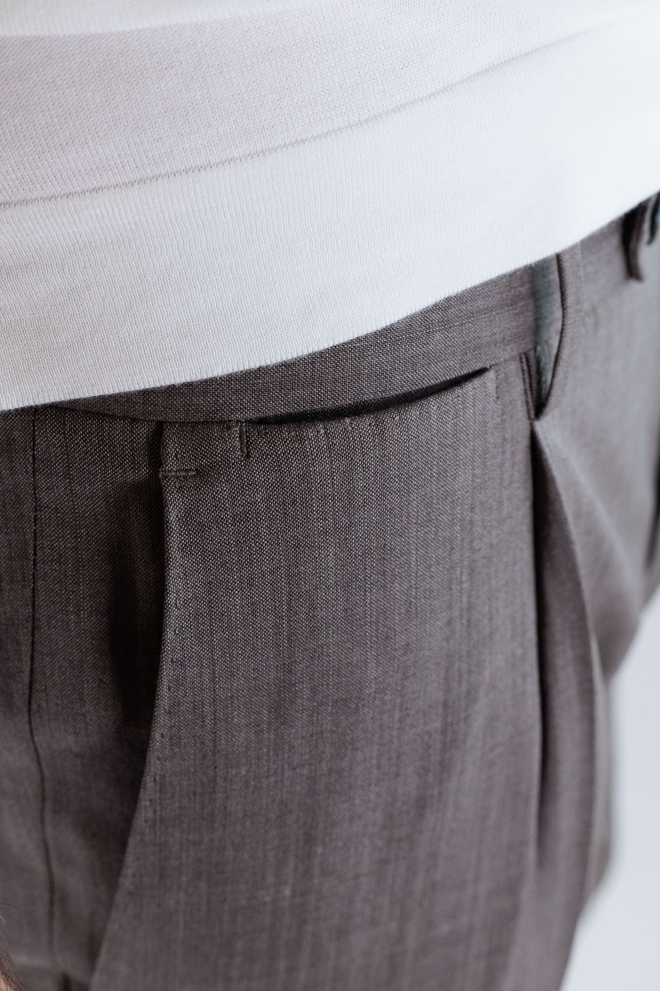 PT Pantaloni Fresco Lana Armatura Tela Tortora