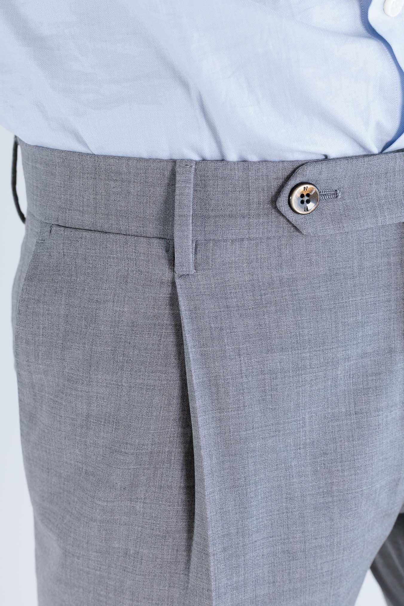 PT Pantaloni Fresco Lana Armatura Tela Grigio Chiaro