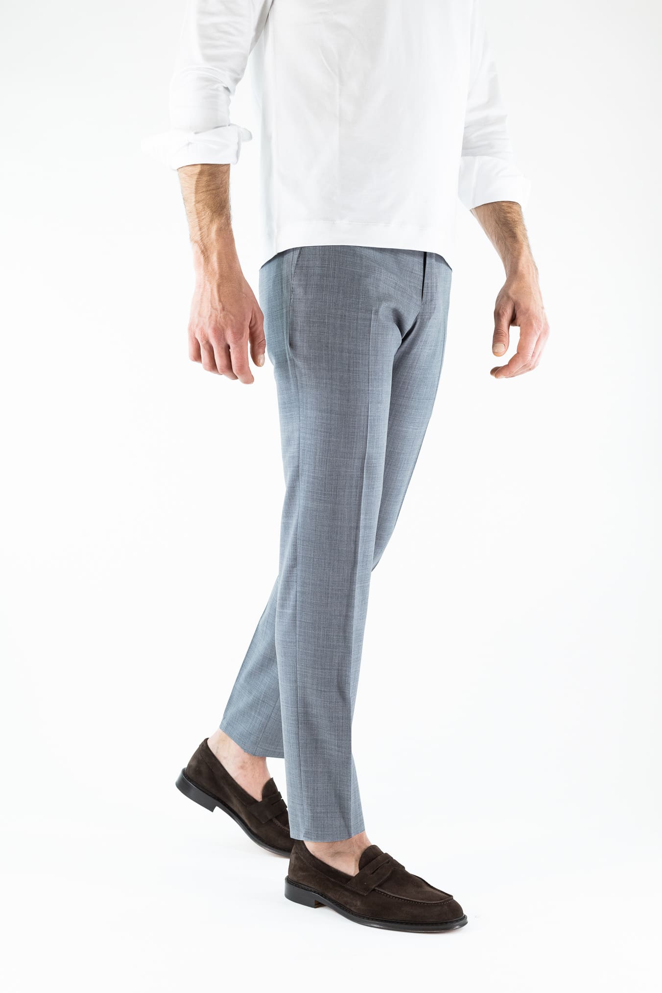 PT Pantaloni Fresco Lana Pinces Grigio Medio