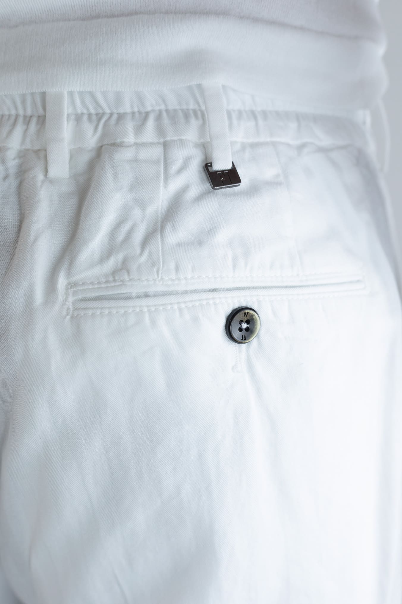 PT Pantaloni Coulisse Washed Spigati Bianchi
