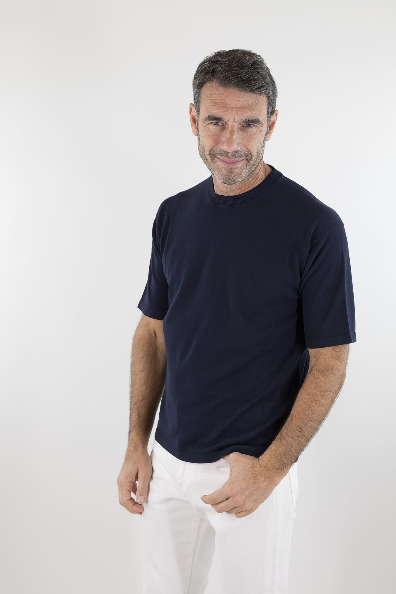 ROBERTO COLLINA Girocollo Cotone Maniche Corte Blu Navy
