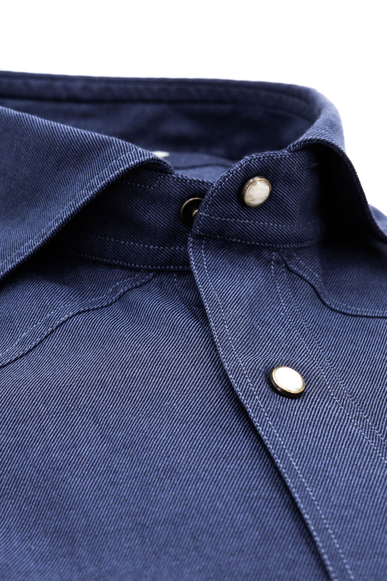 GIANNETTO PORTOFINO Camicia Texana Denim Blu Slim Fit