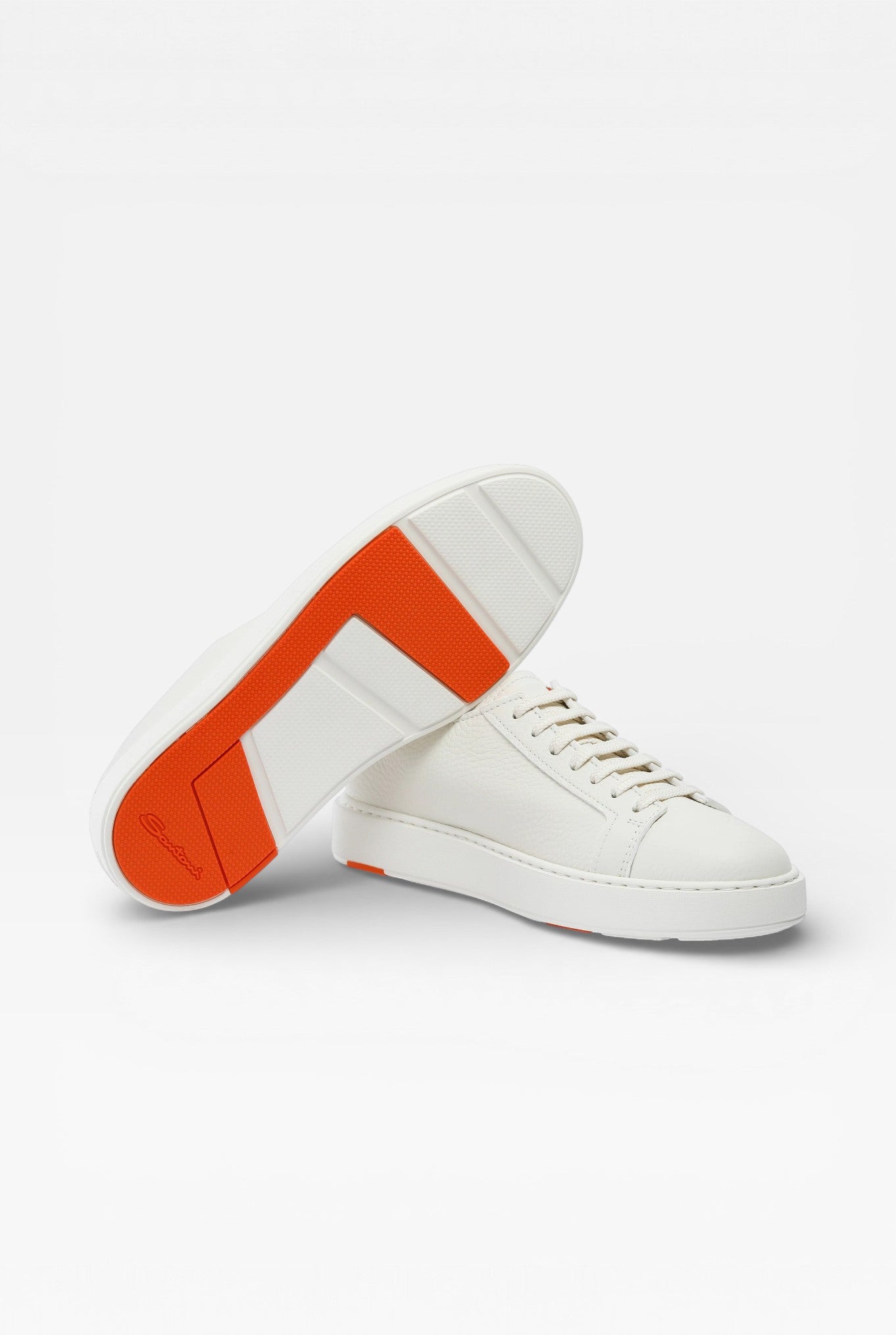 SANTONI Sneaker Pelle Martellata Bianca