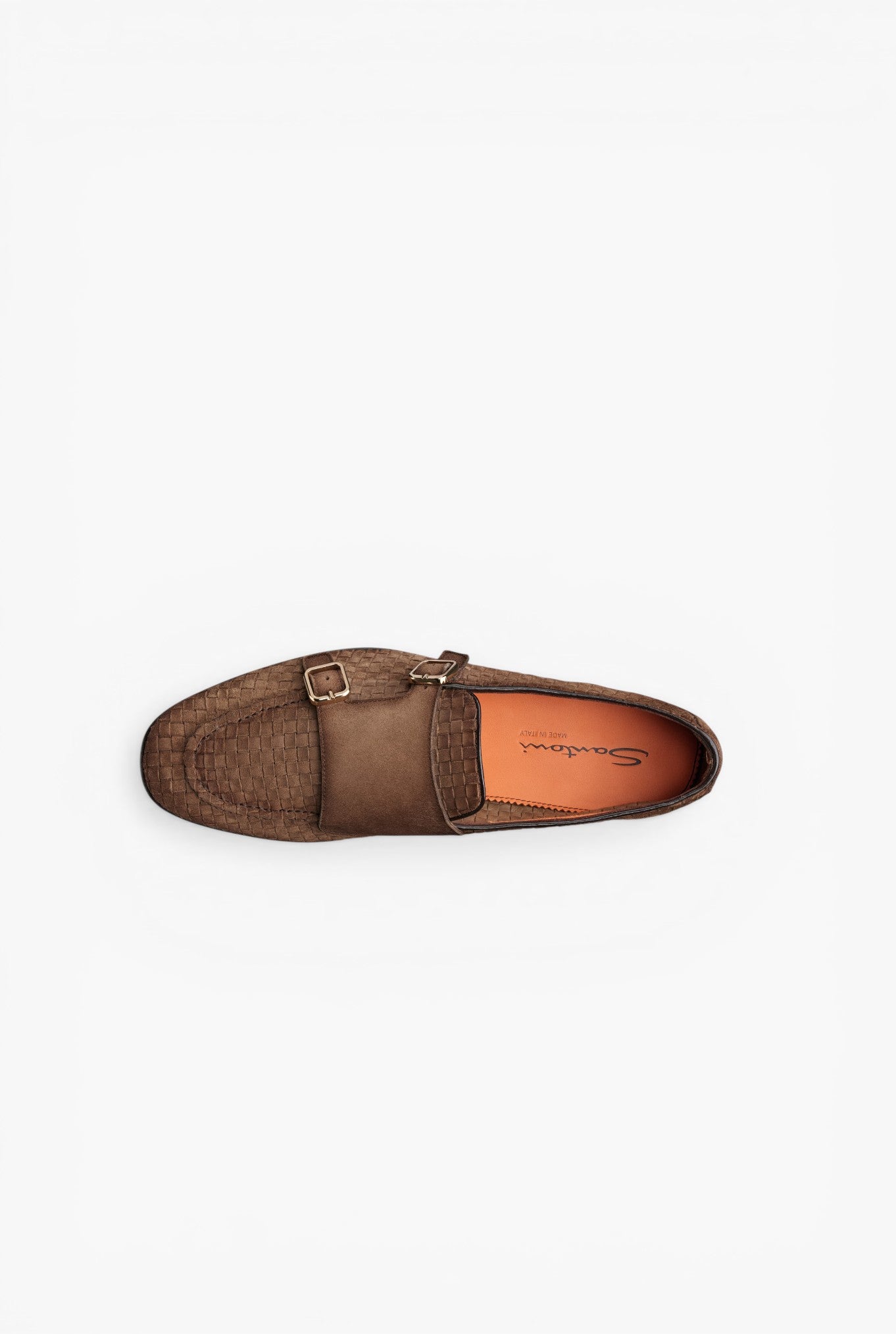 SANTONI Mocassino Doppia Fibbia Suede Intrecciato Marrone
