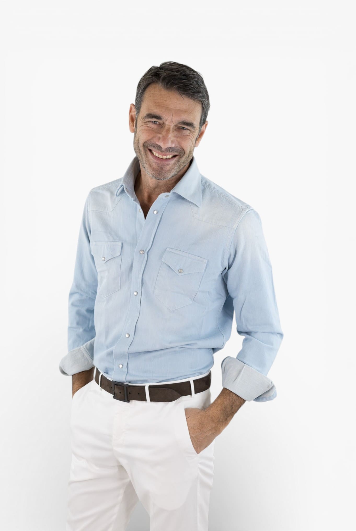 SARTORIO Camicia Texana Denim Celeste