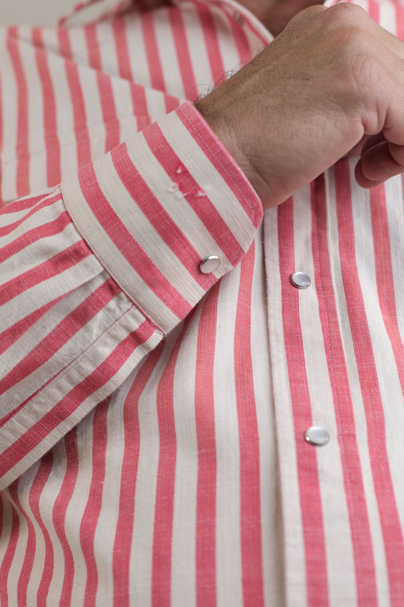 SARTORIO Camicia Texana Washed Cotone Righe Rosse