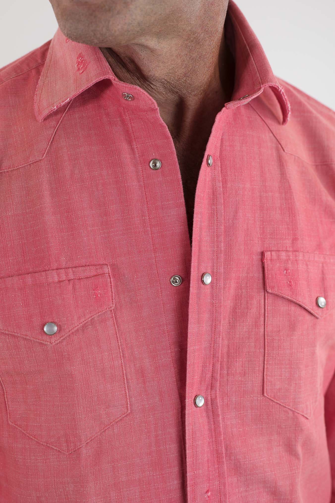 SARTORIO Camicia Texana Washed Cotone Rosso