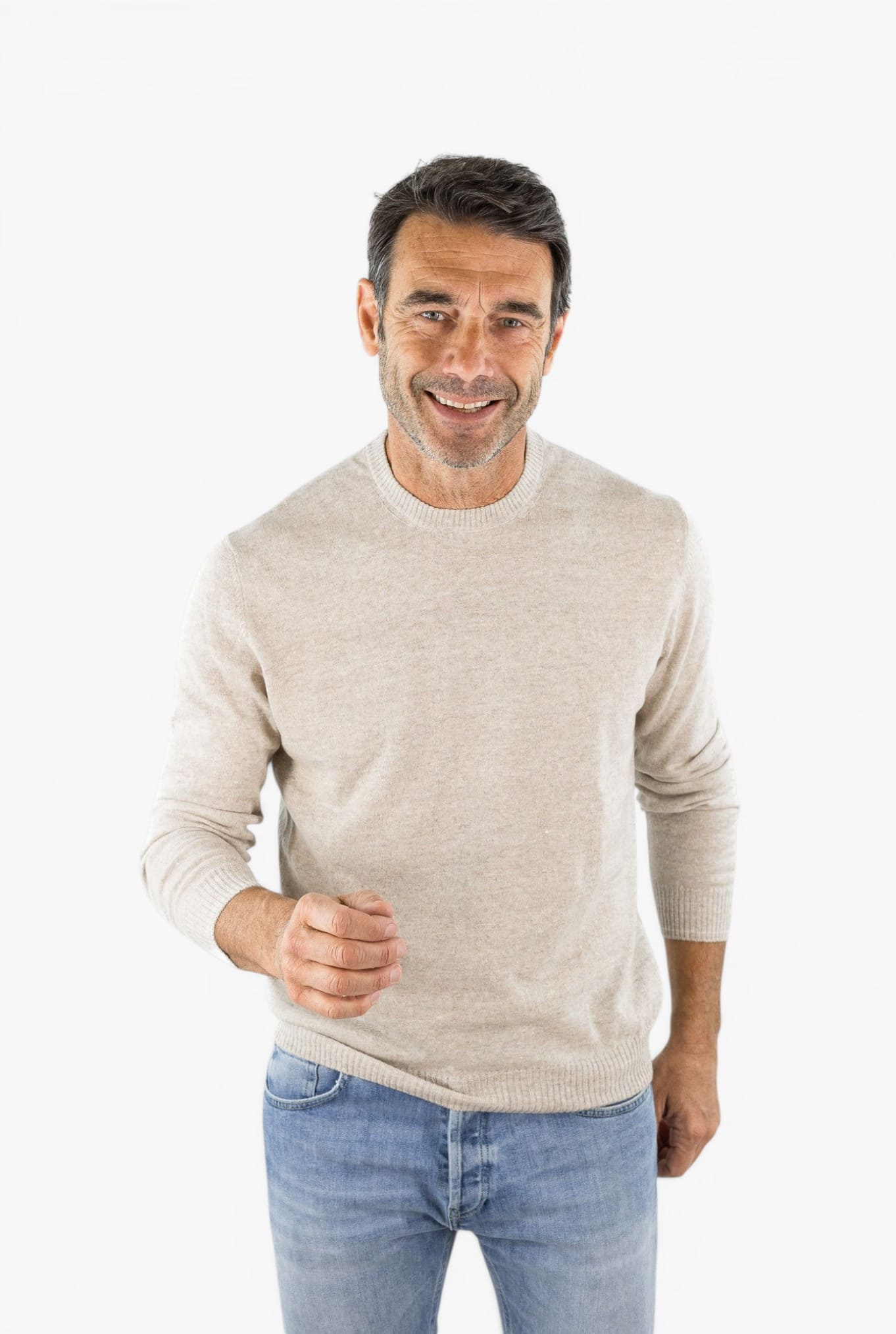 SETTEFILI CASHMERE Girocollo Rasato Cashmere Lino Superlight Beige