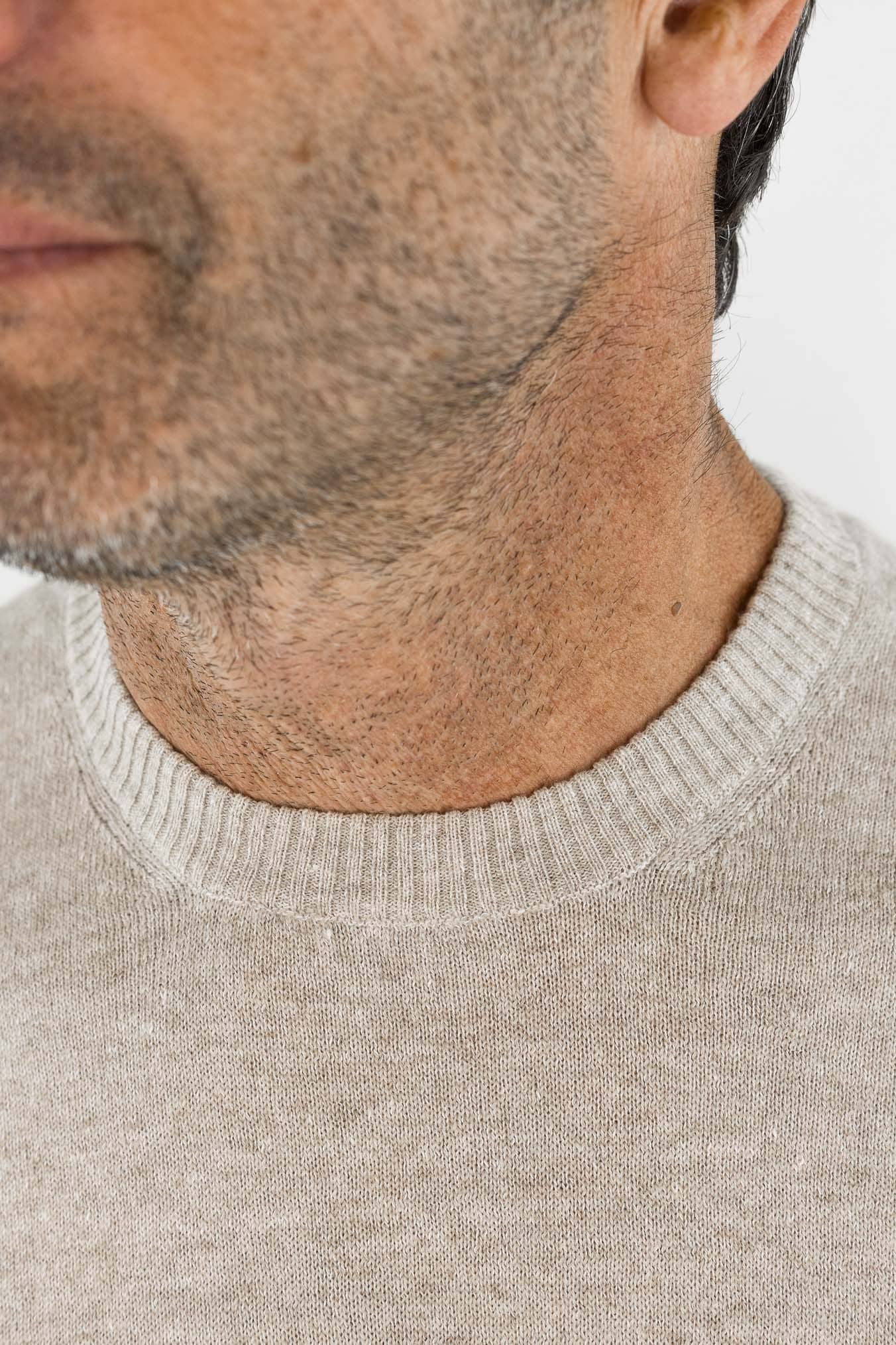 SETTEFILI CASHMERE Girocollo Rasato Cashmere Lino Superlight Beige