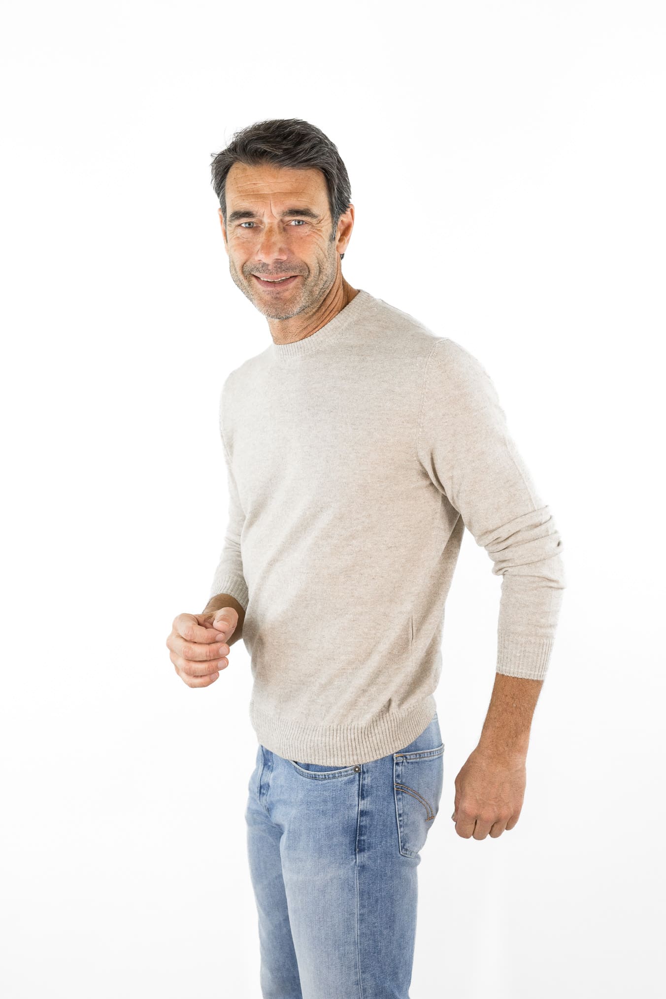 SETTEFILI CASHMERE Girocollo Rasato Cashmere Lino Superlight Beige