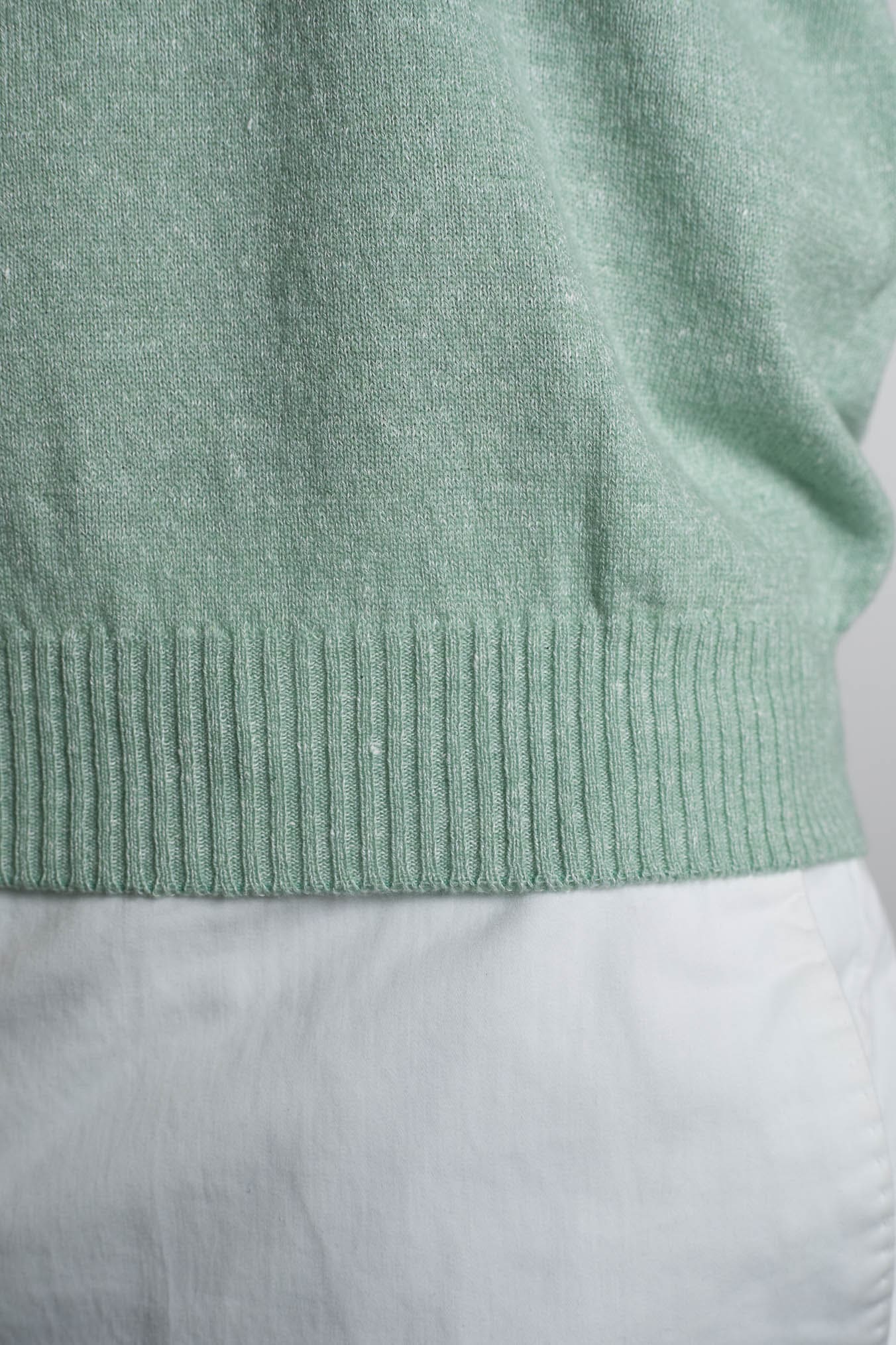 SETTEFILI CASHMERE Girocollo Rasato Cashmere e Lino Verde Mélange