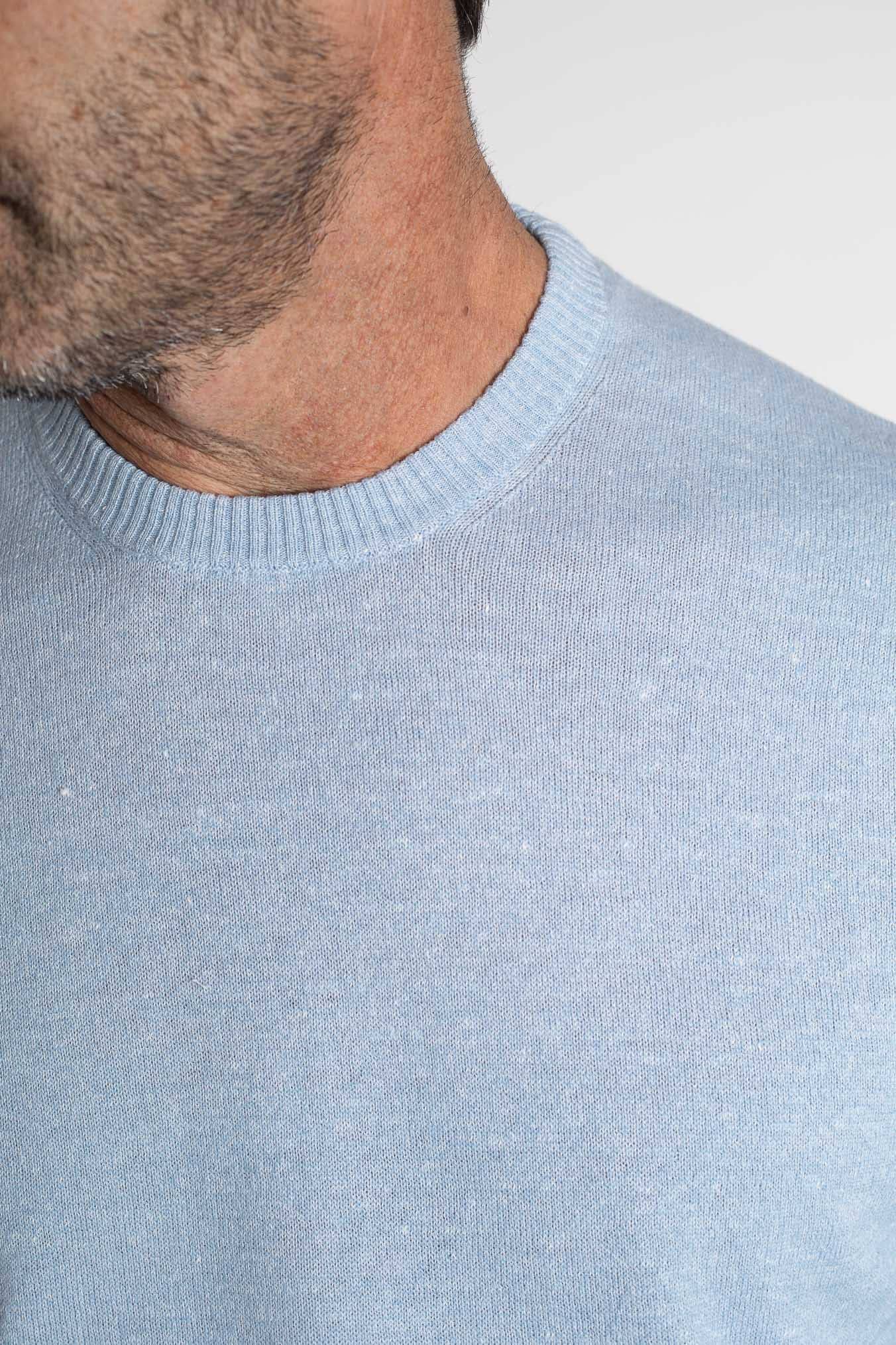 SETTEFILI CASHMERE Girocollo Rasato Cashmere e Lino Celeste Mélange