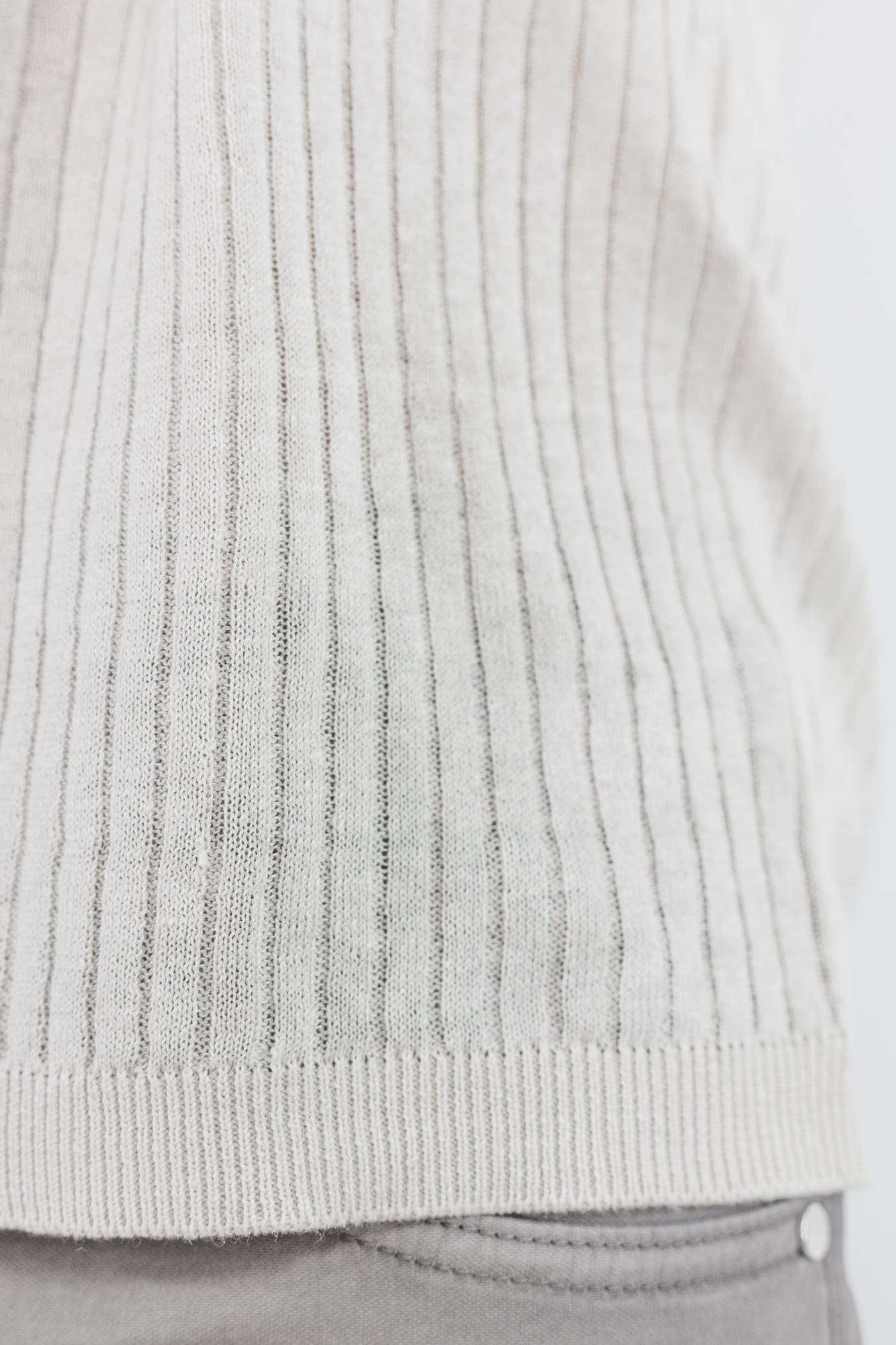 SETTEFILI CASHMERE Polo Skipper Lino Cotone Coste Avorio
