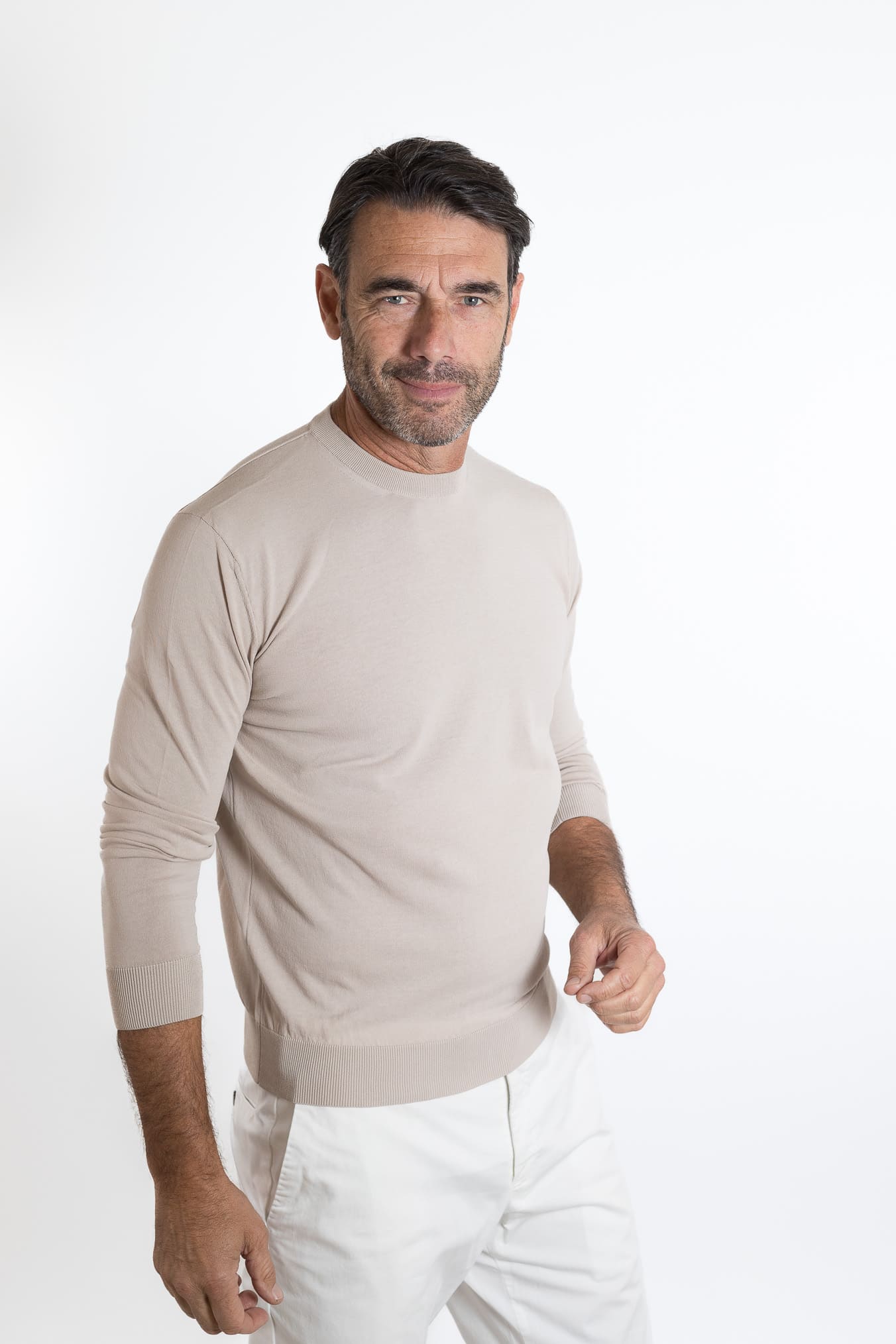 SETTEFILI CASHMERE Girocollo Ice Cotton High Gauge Beige