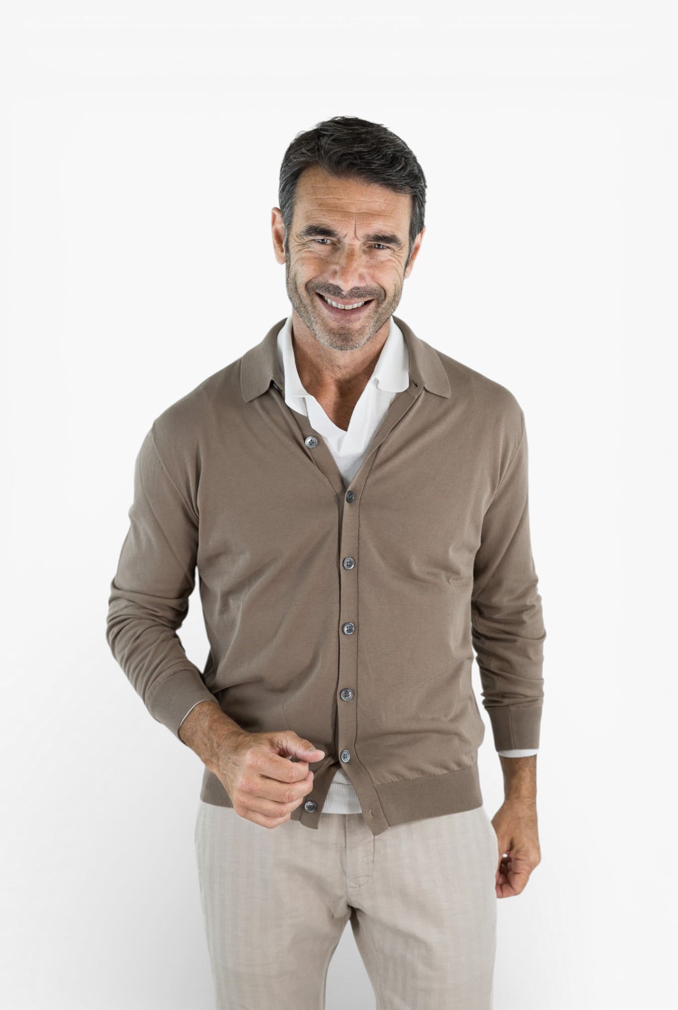 SETTEFILI CASHMERE Cardigan Ice Cotton High Gauge Taupe