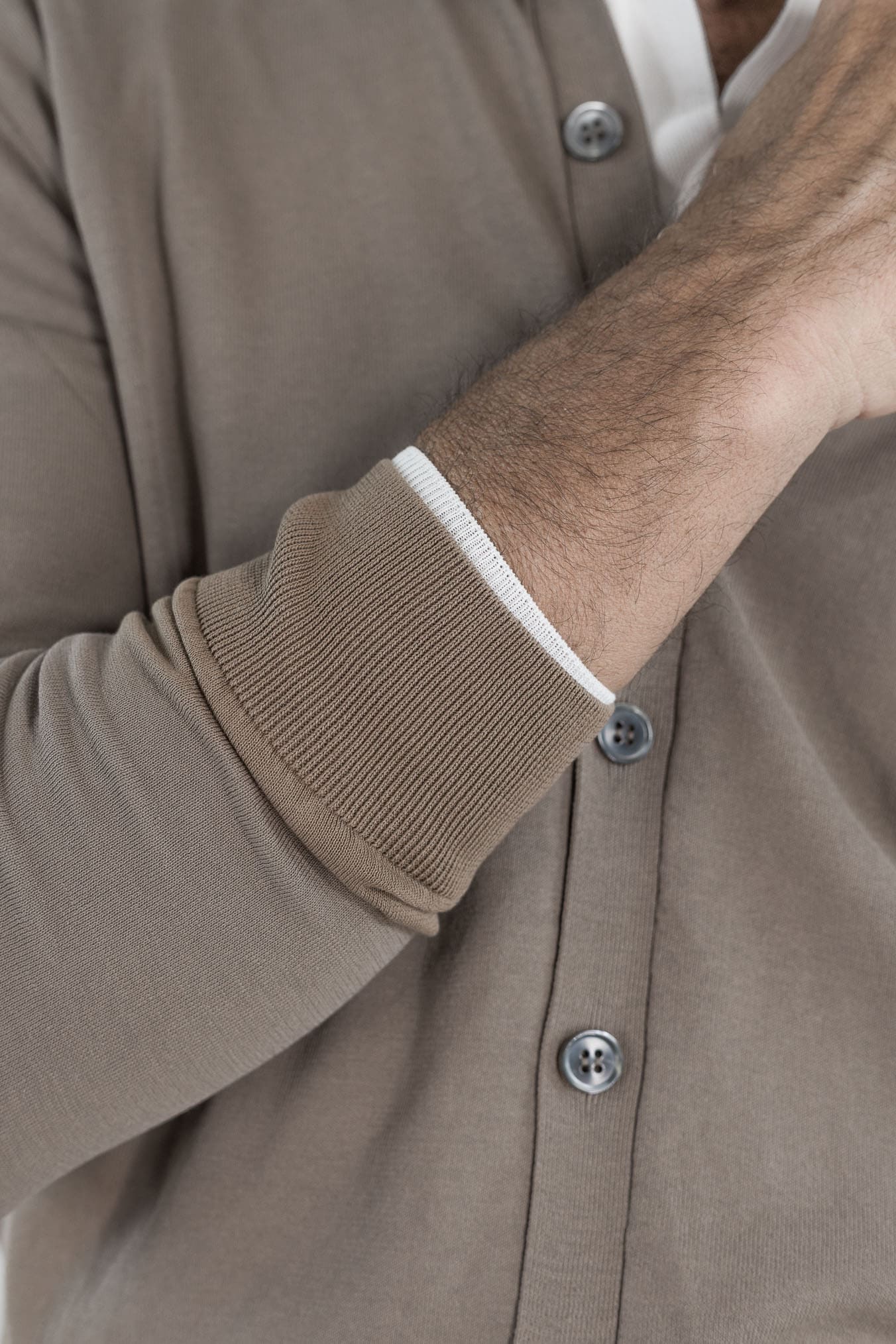 SETTEFILI CASHMERE Cardigan Ice Cotton High Gauge Taupe