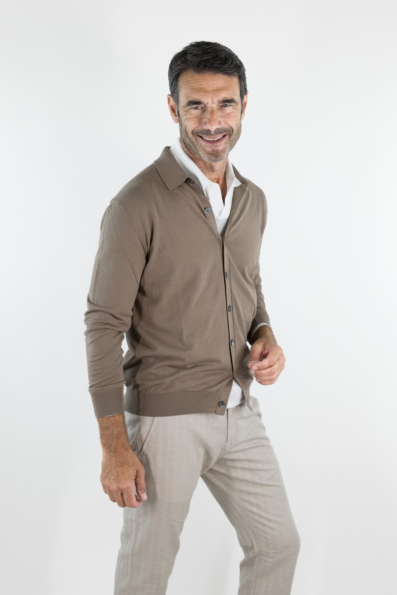 SETTEFILI CASHMERE Cardigan Ice Cotton High Gauge Taupe