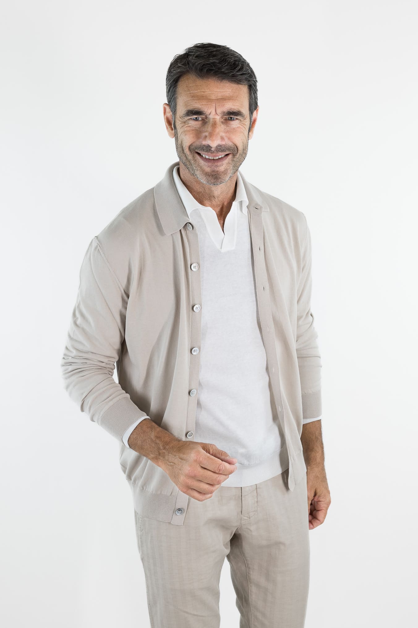 SETTEFILI CASHMERE Cardigan Ice Cotton High Gauge Beige