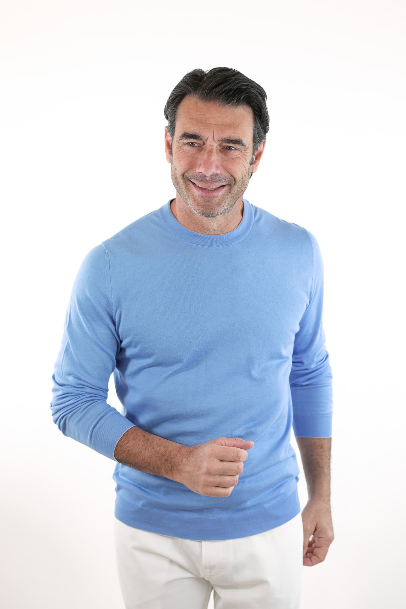 SVEVO PARMA Girocollo Maniche Lunghe Cotone Supersoft Azzurro