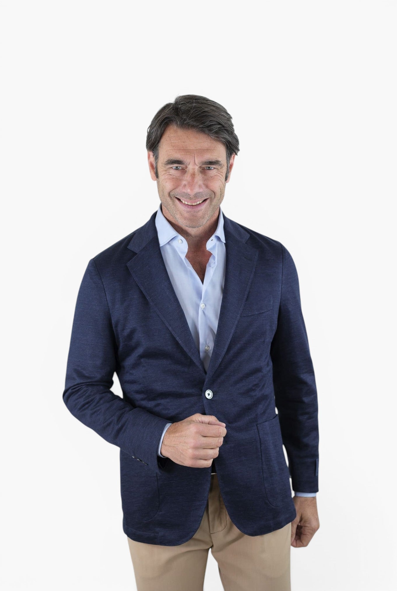 Giacca Jersey Lino Blu Zero Gravity