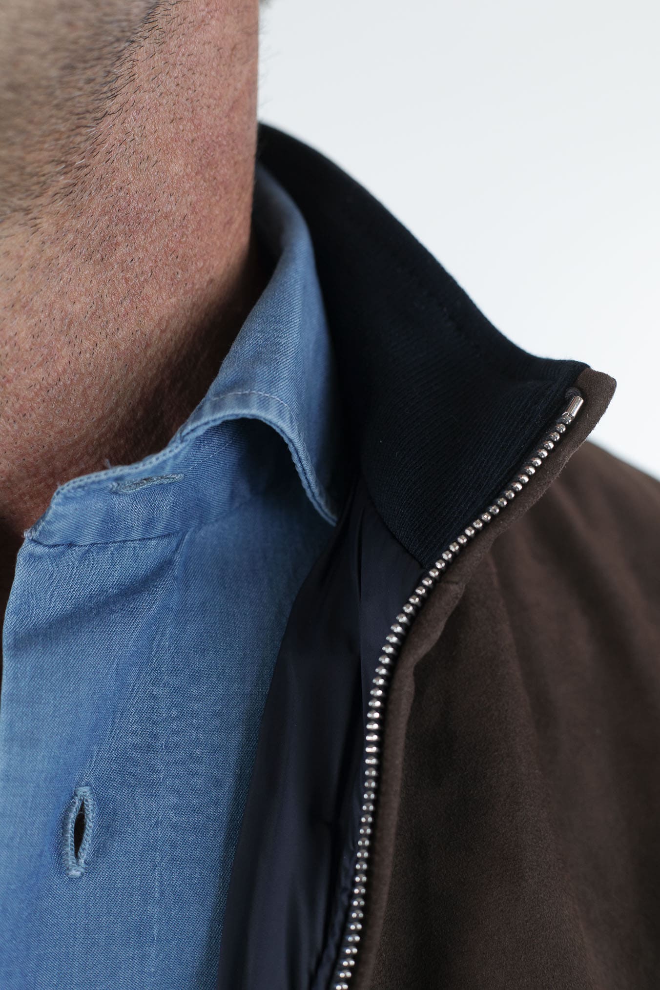 VOLFAGLI Gilet Reversibile Suede Marrone Nylon Blu