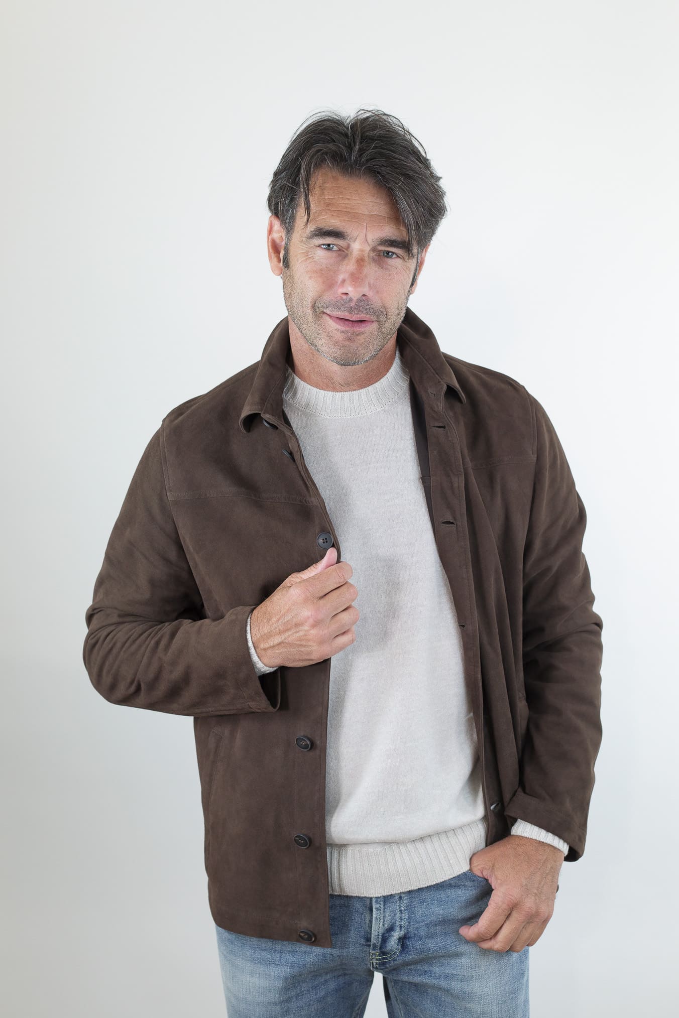 VOLFAGLI Camicia Suede Testa di Moro