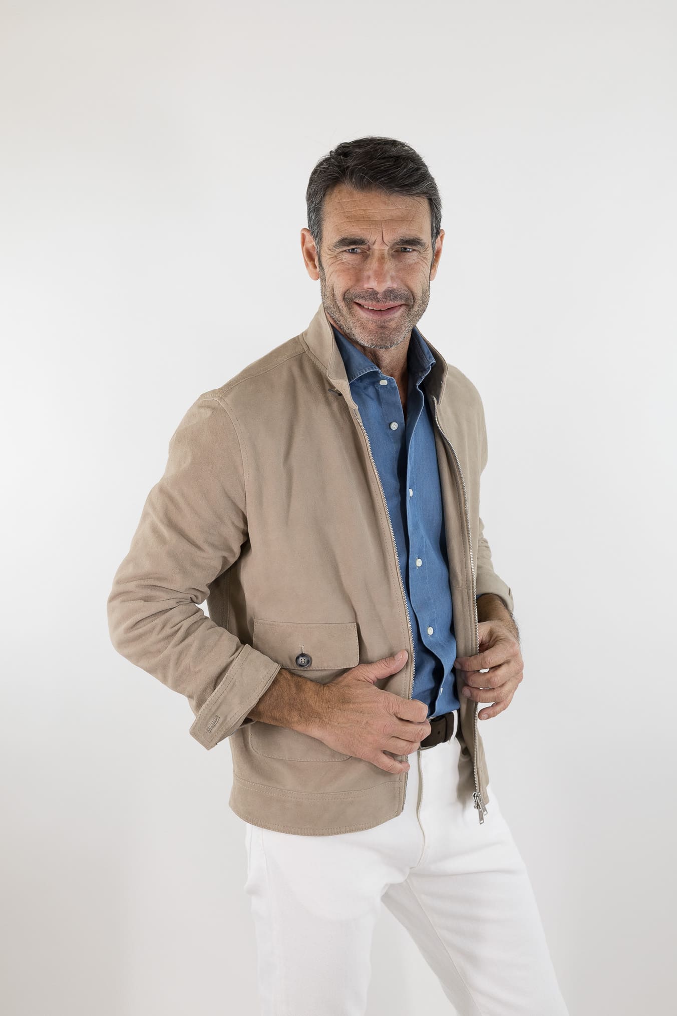 VOLFAGLI Giubbino Camoscio Nappato Beige