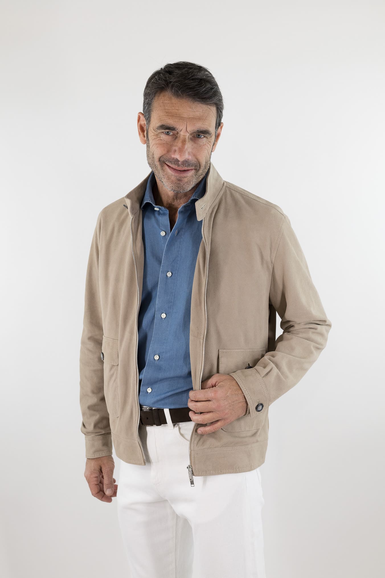 VOLFAGLI Giubbino Camoscio Nappato Beige