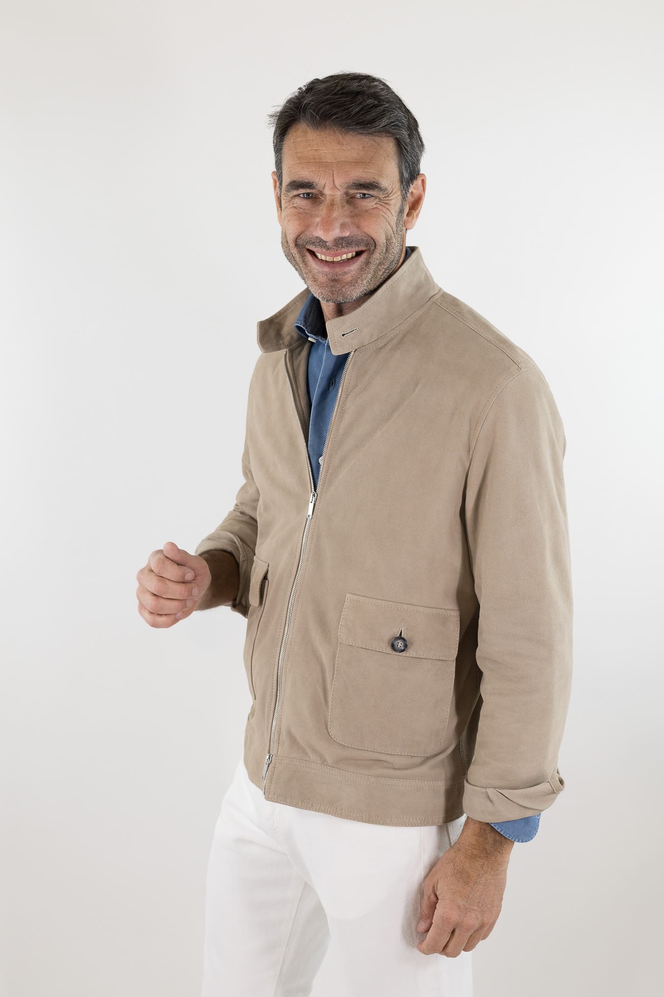 VOLFAGLI Giubbino Camoscio Nappato Beige