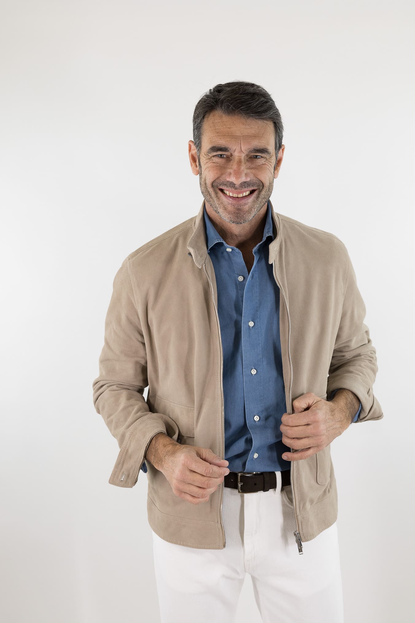 VOLFAGLI Giubbino Camoscio Nappato Beige