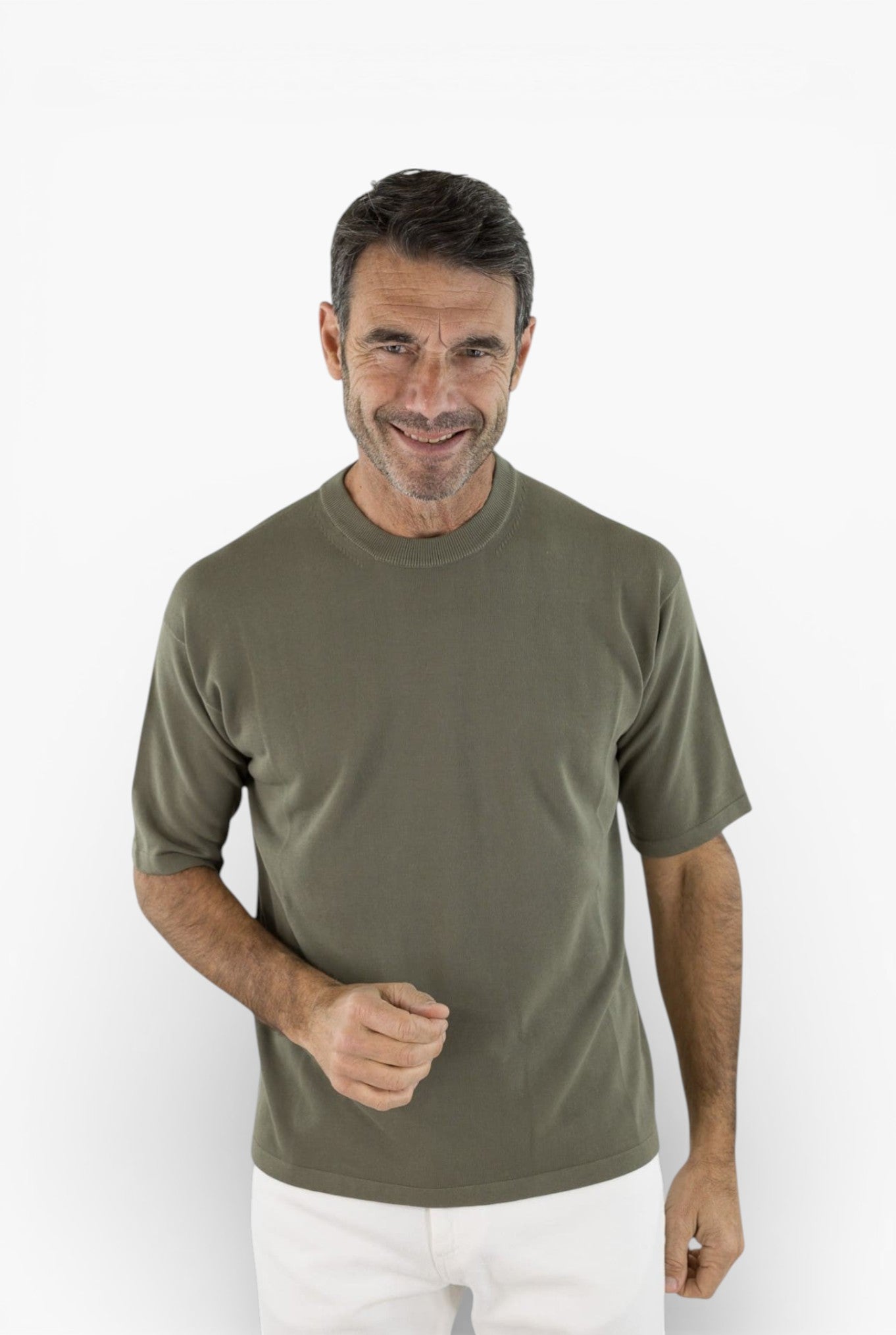 ROBERTO COLLINA Girocollo Cotone Maniche Corte Verde Militare