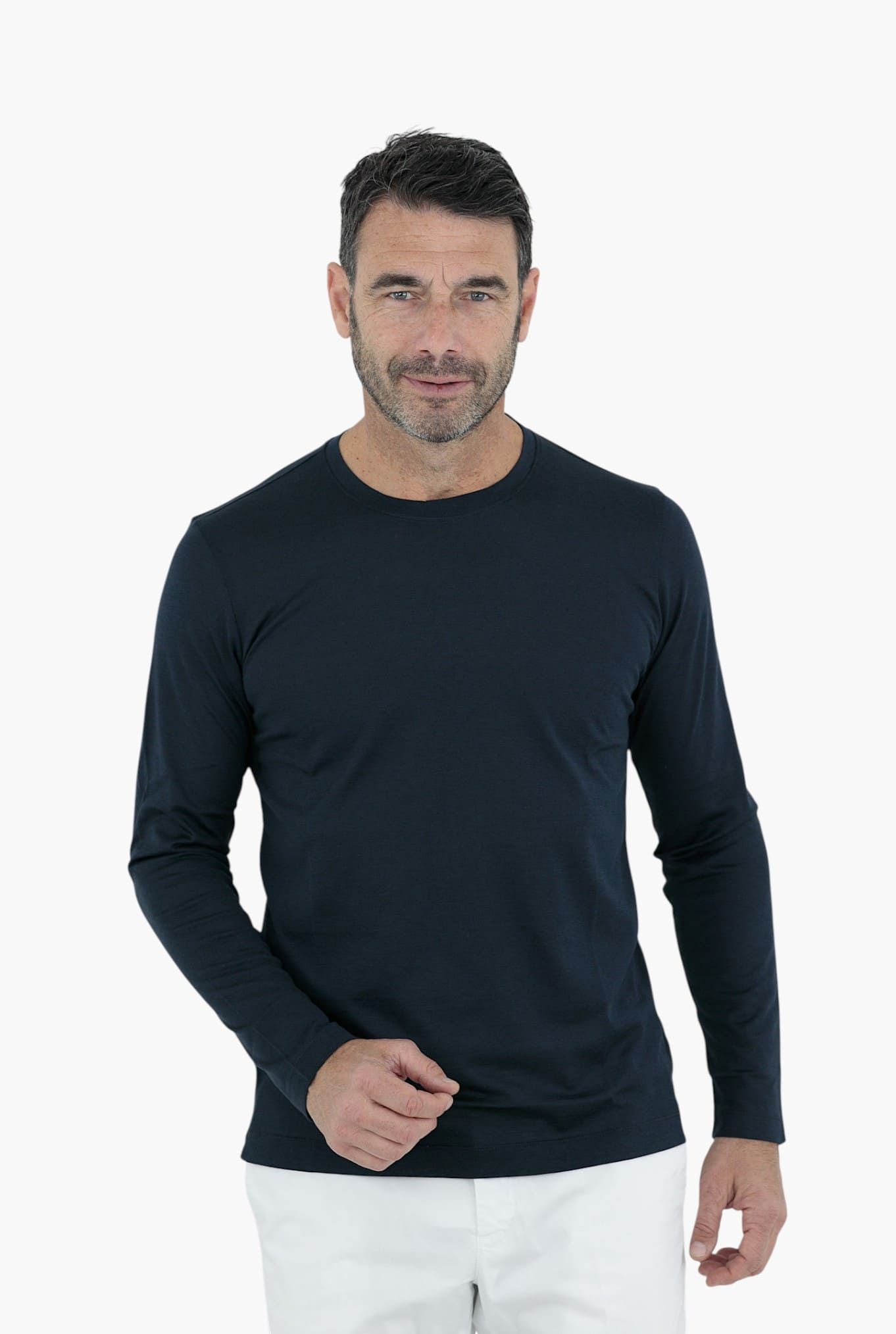 T-Shirt Manica Lunga Seta Cotone Blu PESCAROLO