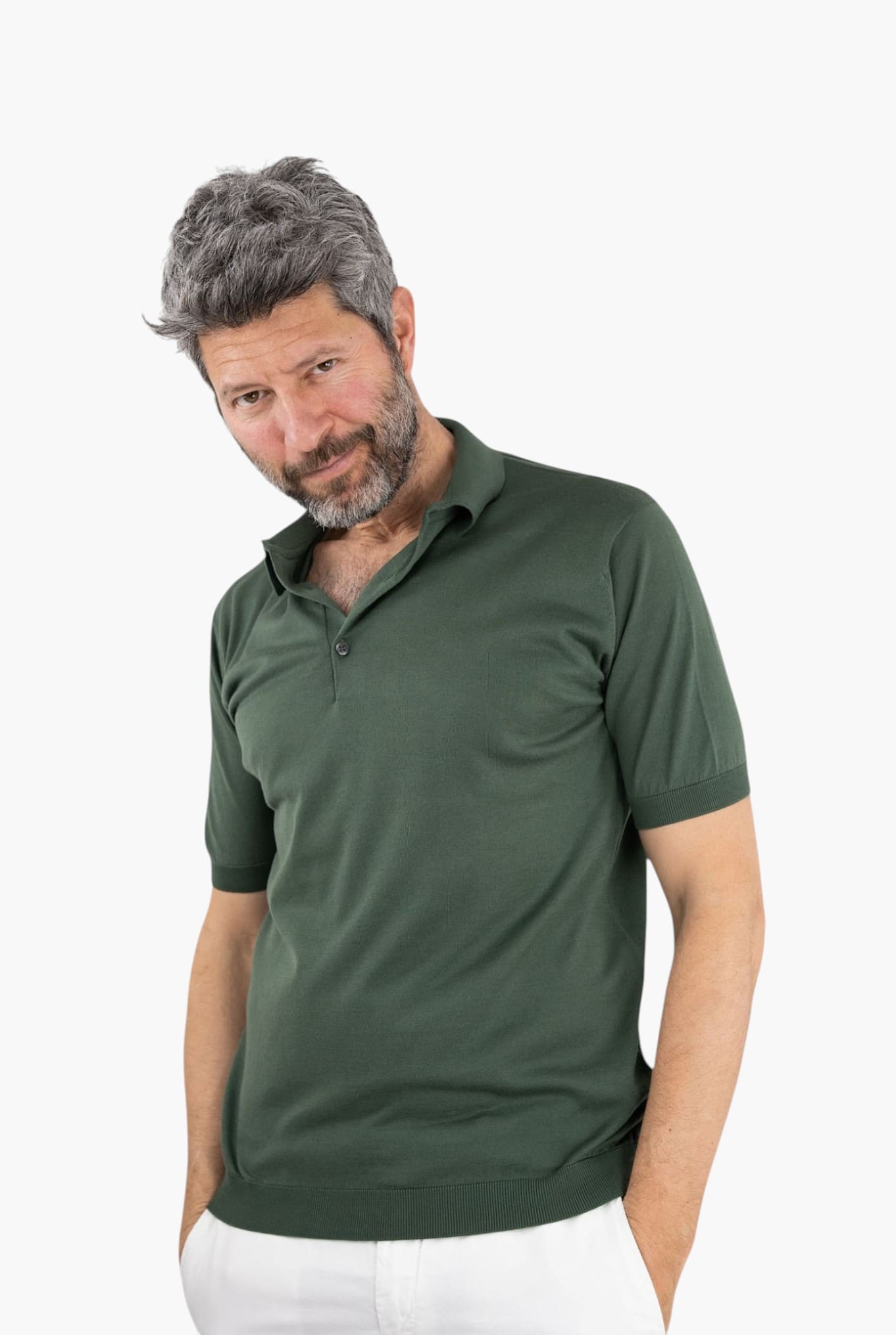 Polo "Adrian" Cotone Sea Island Verde JOHN SMEDLEY