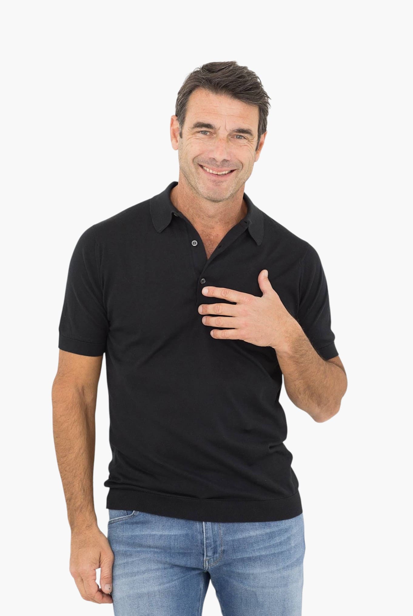 Polo "Adrian" Cotone Sea Island Nero JOHN SMEDLEY