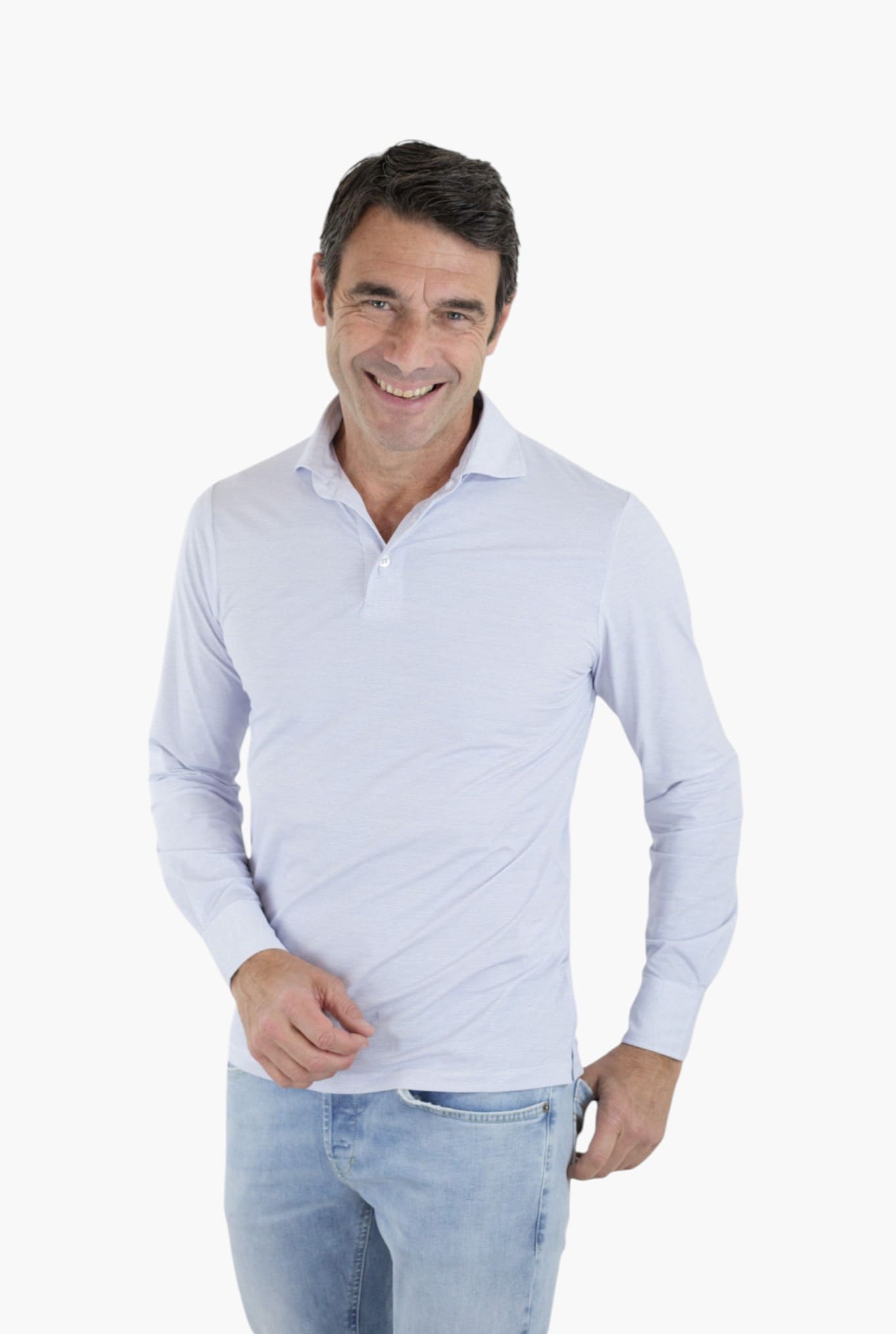 Polo Active ML Celeste Righine Orizzontali FFF