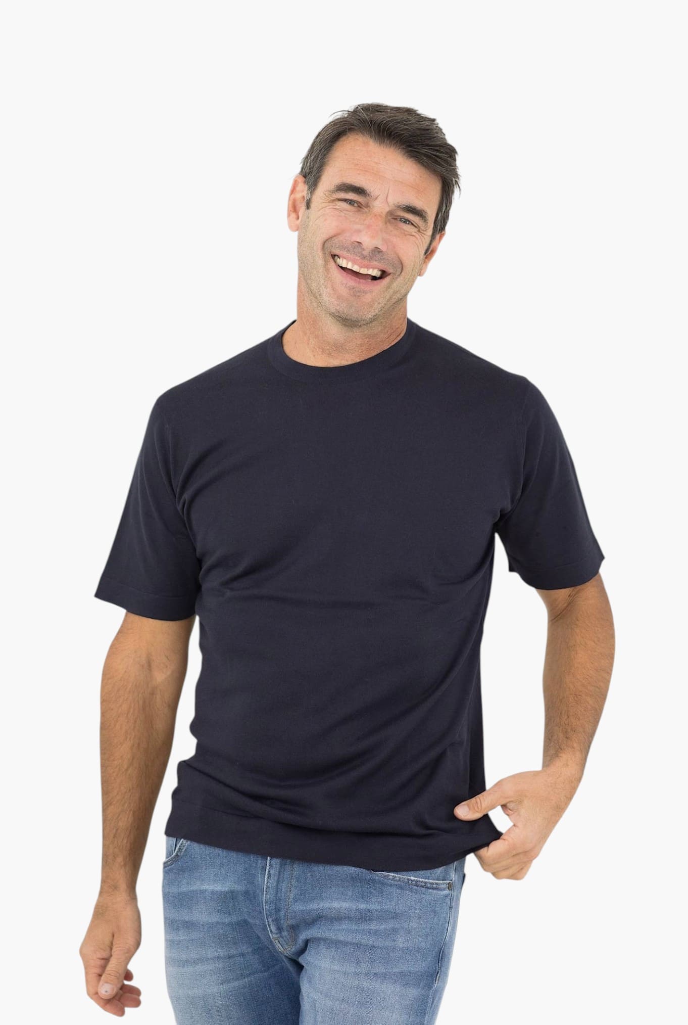 T-Shirt mod. Lorca Sea Island Cotton Blu Navy JOHN SMEDLEY