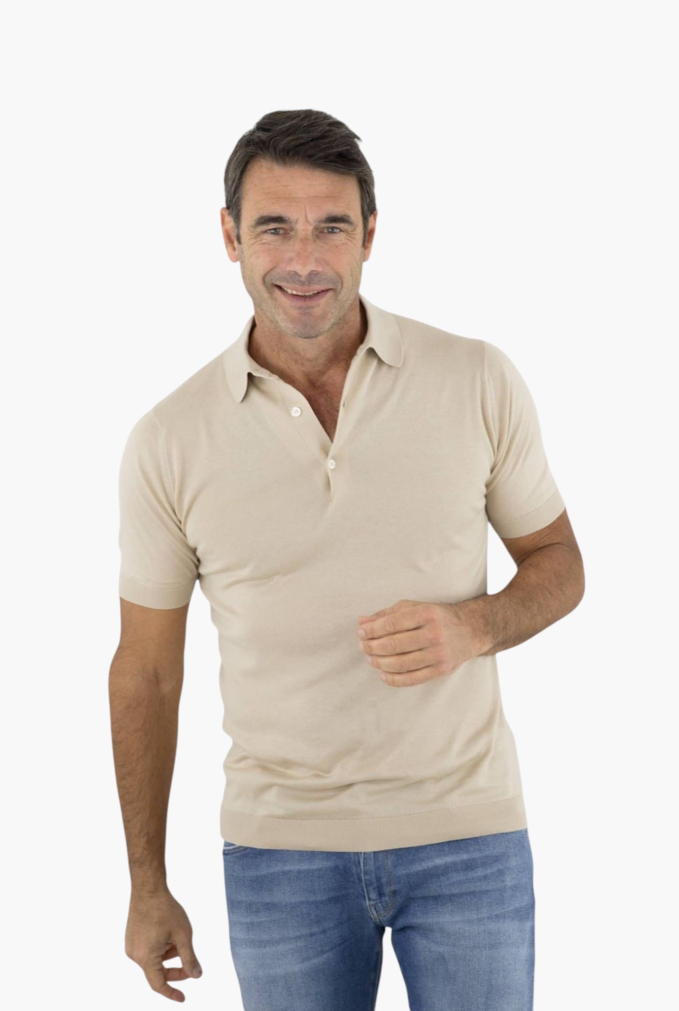 Polo "Adrian" Cotone Sea Island Beige JOHN SMEDLEY